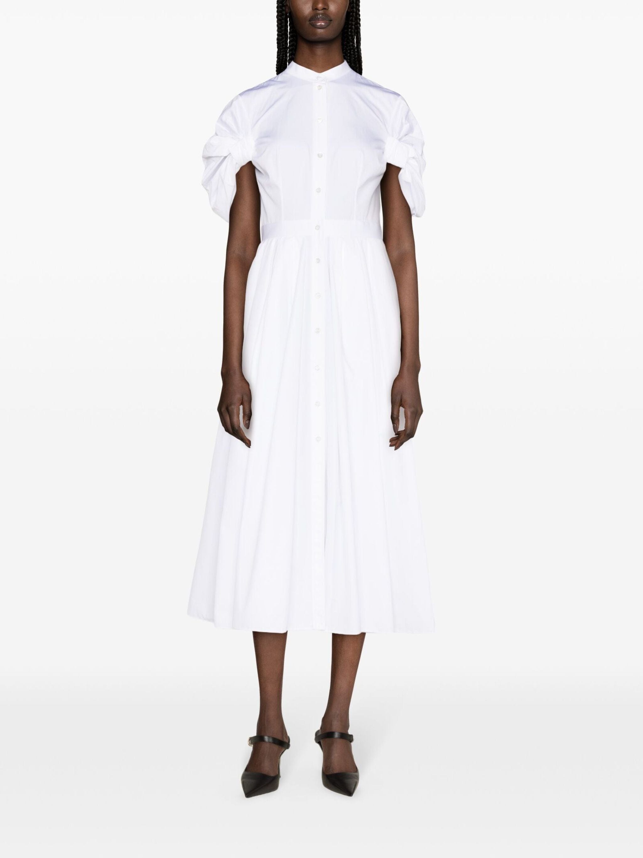 Alexander Mcqueen Ruched Cotton Shirtdress