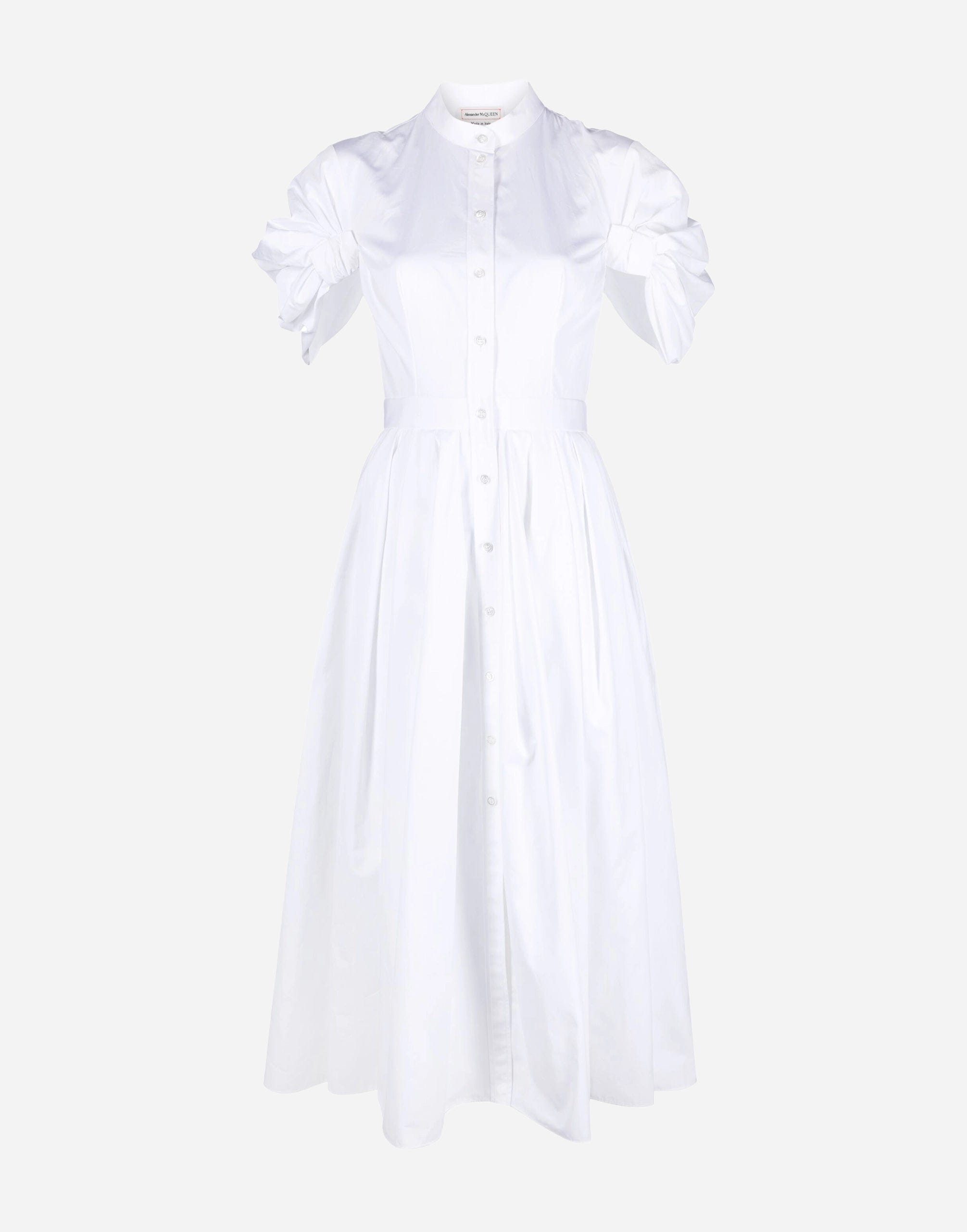 Alexander Mcqueen Ruched Cotton Shirtdress