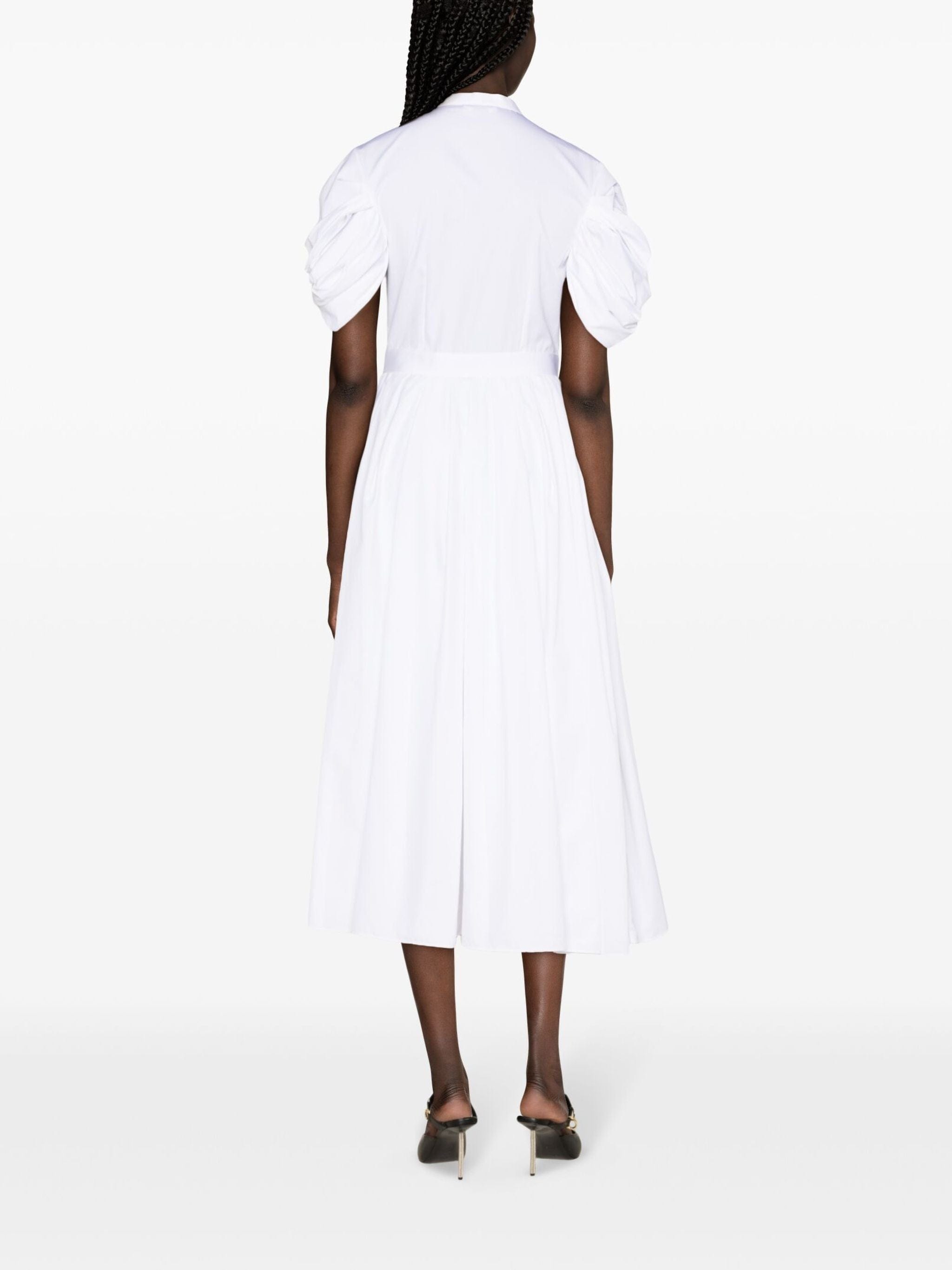 Alexander Mcqueen Ruched Cotton Shirtdress