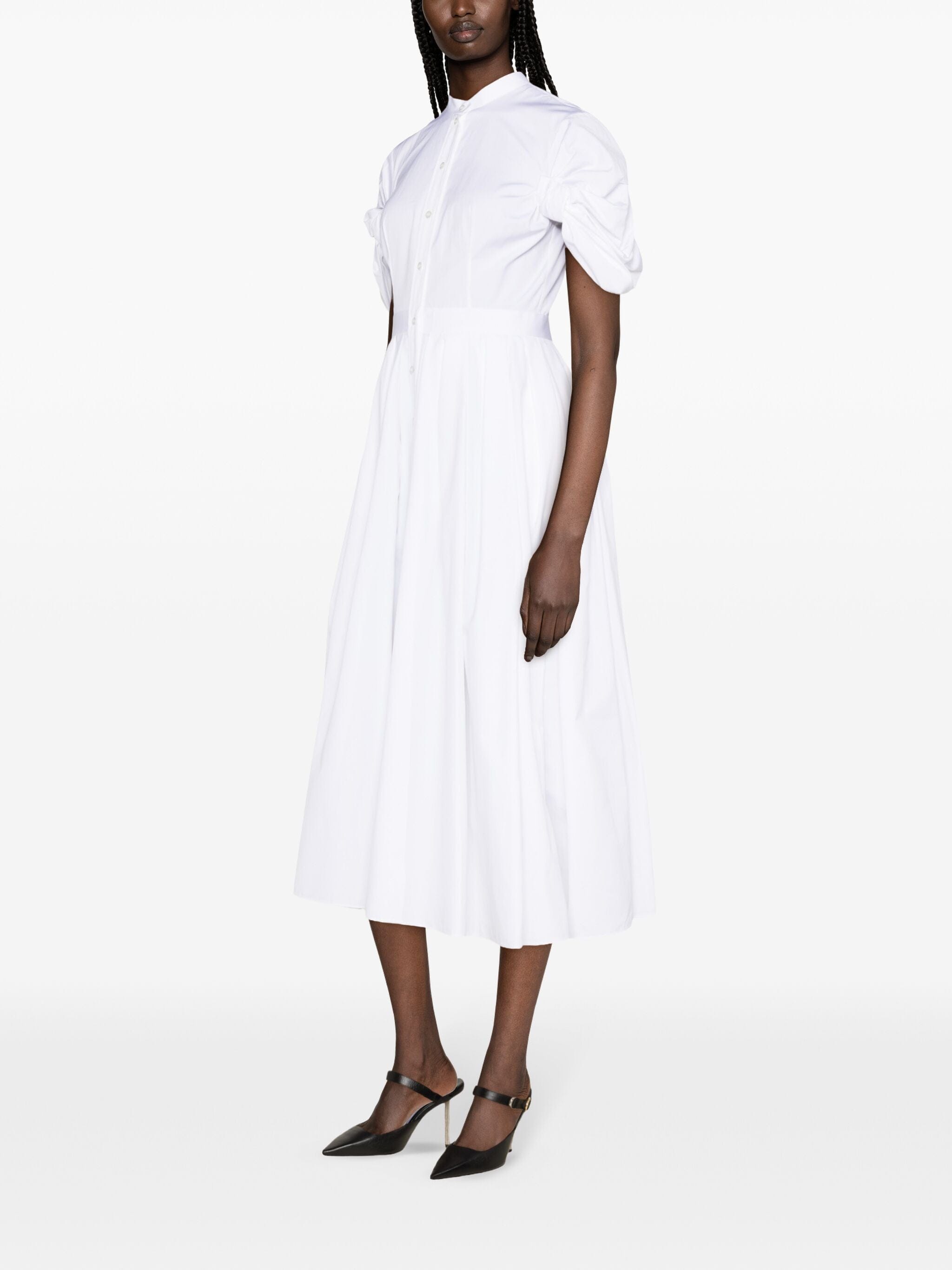 Alexander Mcqueen Ruched Cotton Shirtdress