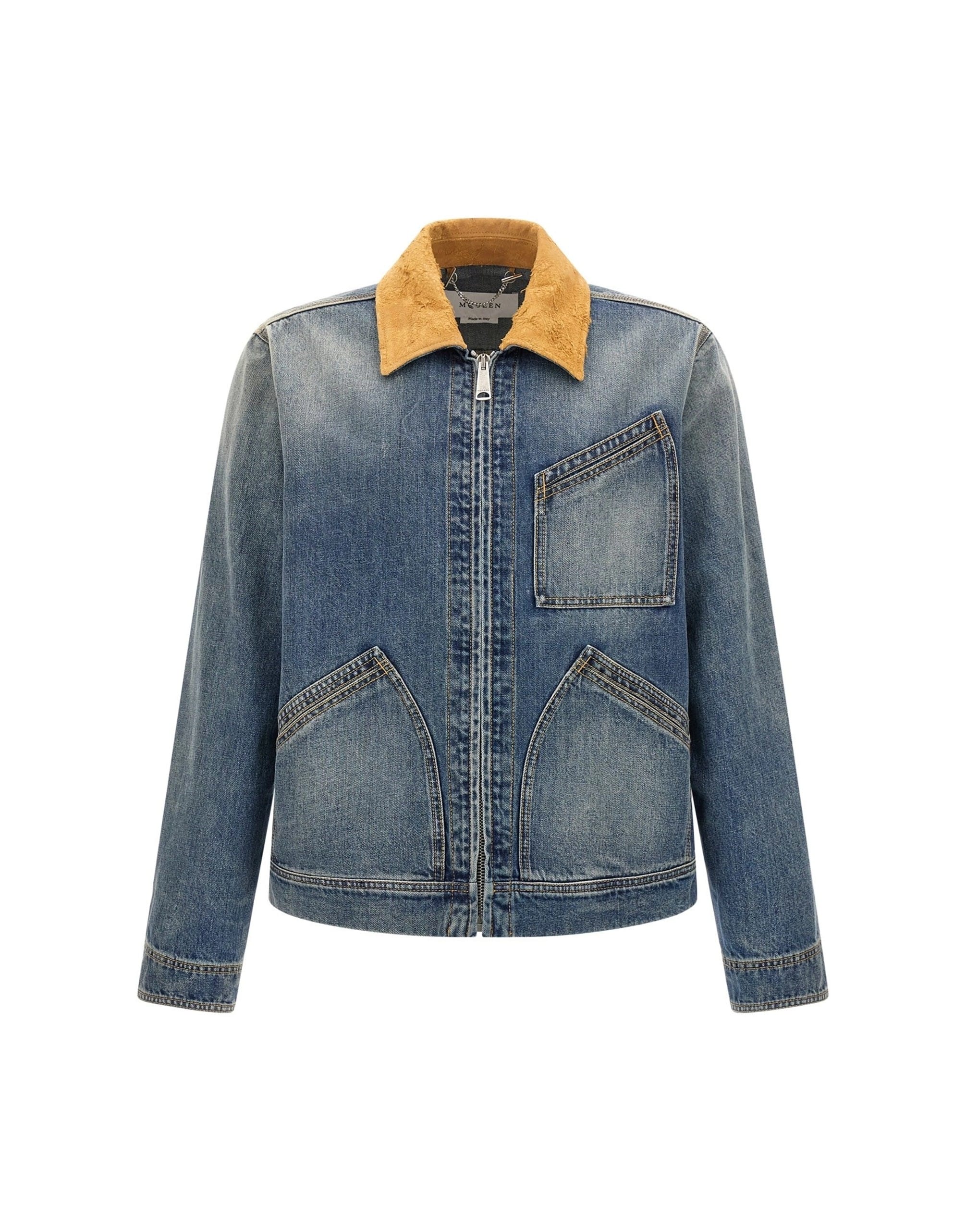 Alexander McQUEEN デニムジャケット Alexander McQueen Suede Denim Jacket | Sendegaro FR