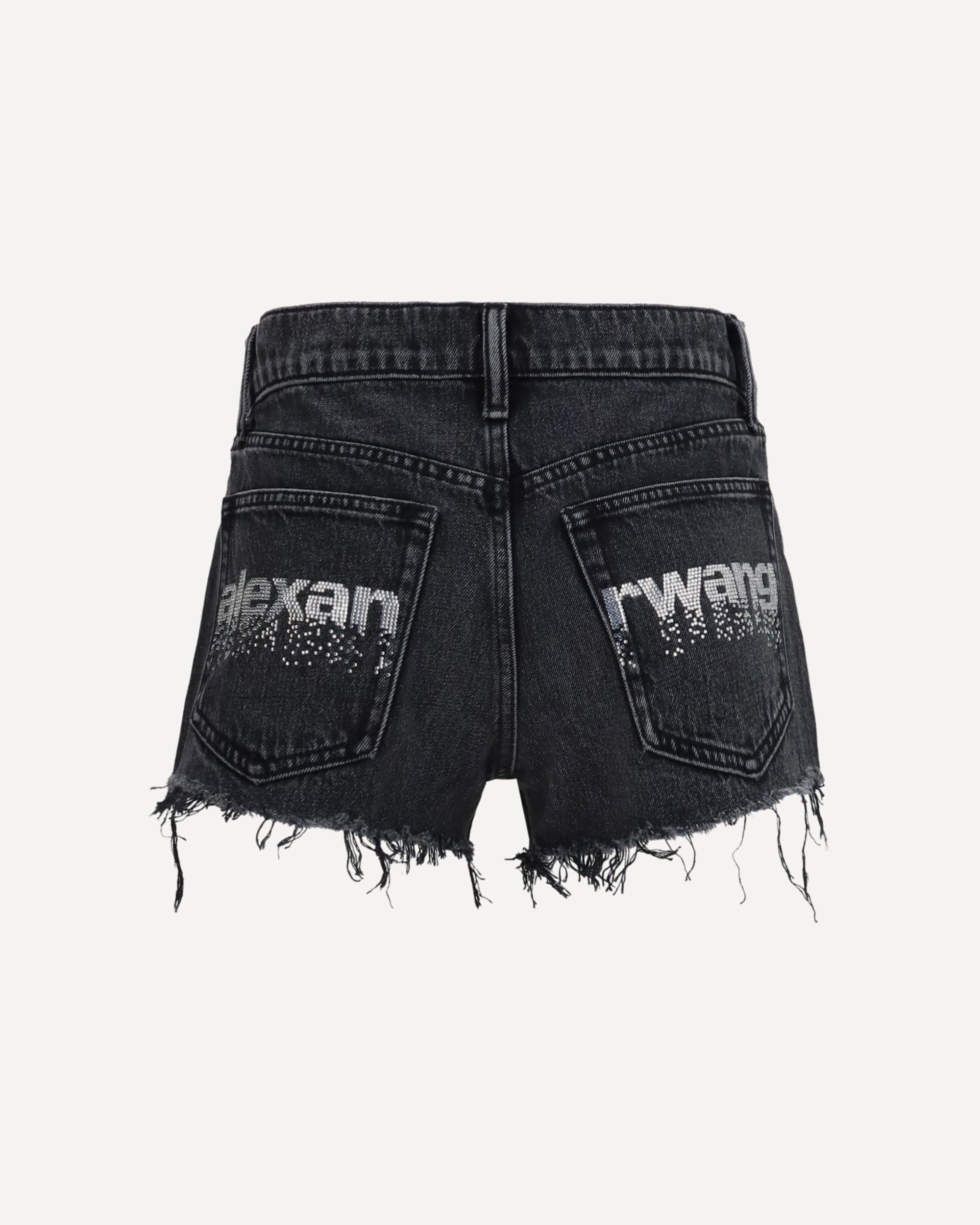 Alexander Wang Crystal Logo Denim Shorts | Sendegaro IT Alexander Wang Crystal Logo Denim Shorts | Sendegaro IT