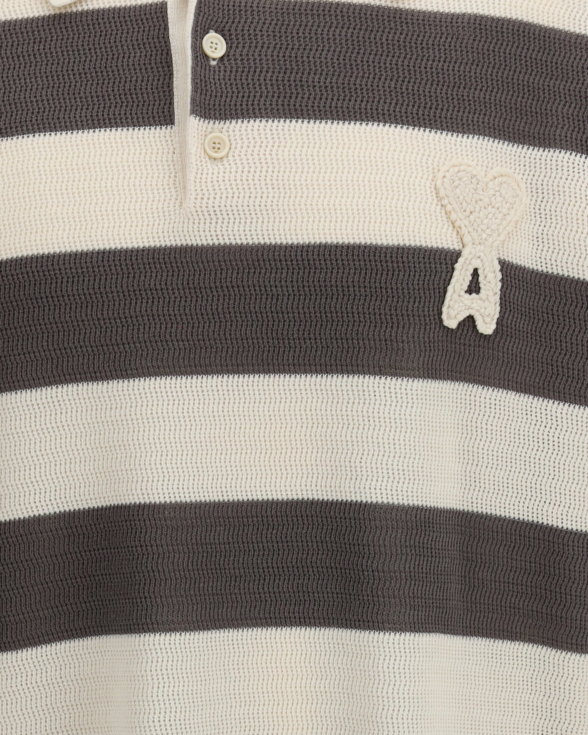 Ami Paris Ami De Coeur Striped Polo Shirt