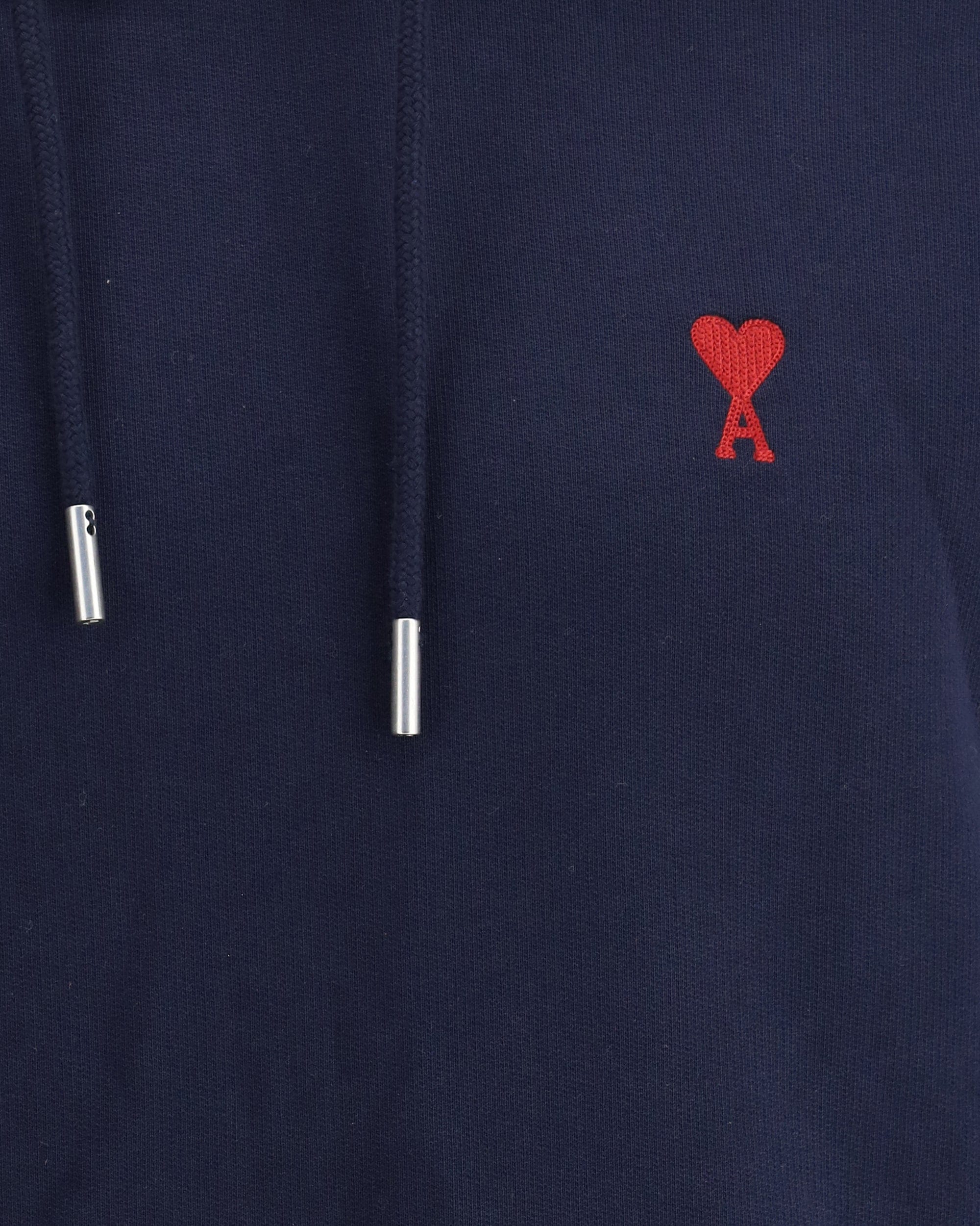 Ami Paris Logoed Cotton Hoodie With Kangaroo Pocket