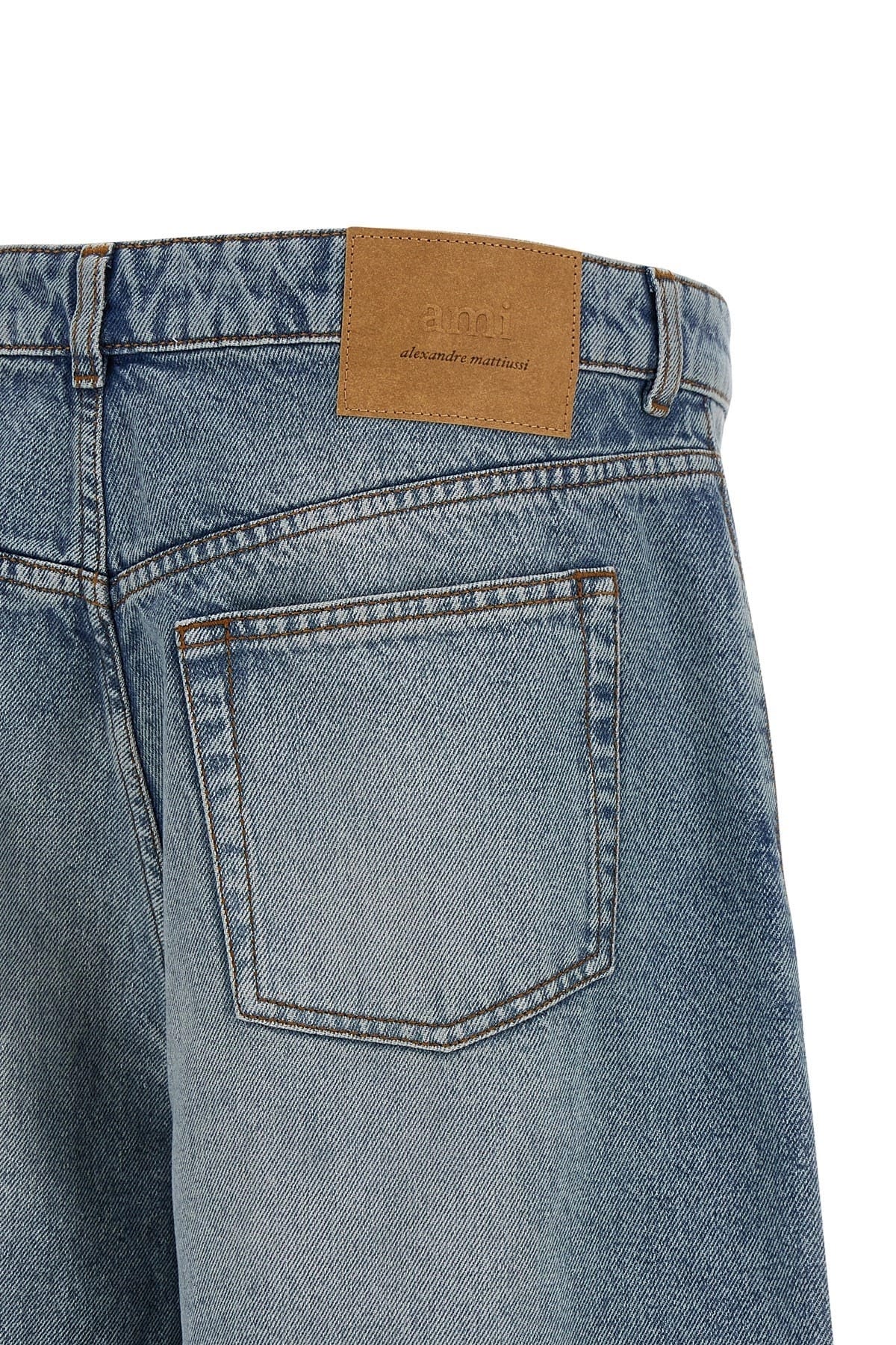 Ami Paris Ami Paris Stone-Washed Denim Bermuda Shorts