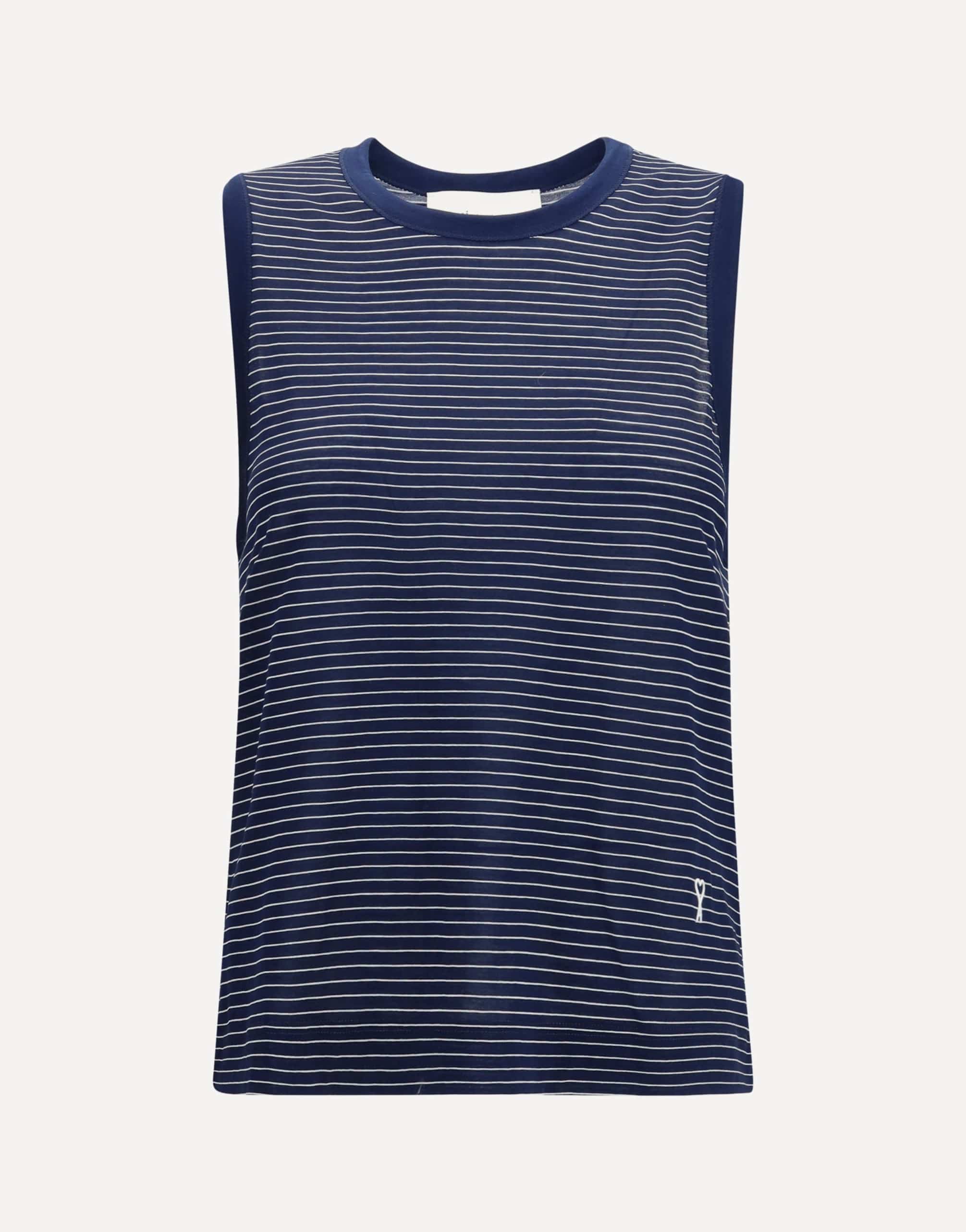 Ami Paris Striped Cotton Crew Neck Tank Top