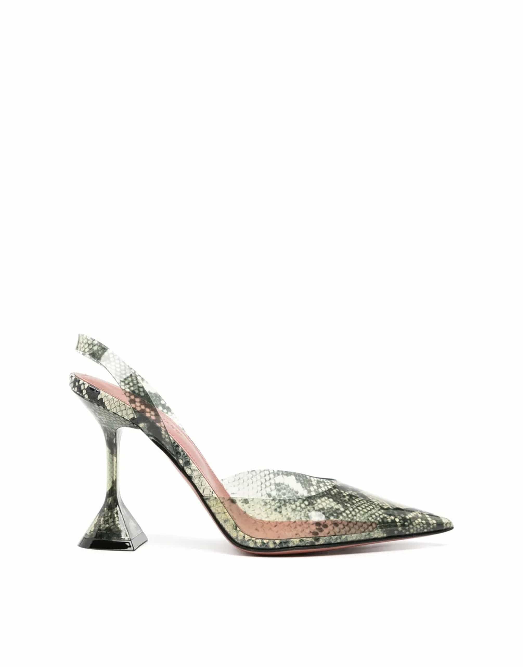 Amina Muaddi Holli Glass 95mm Snakeskin-Effect Pumps
