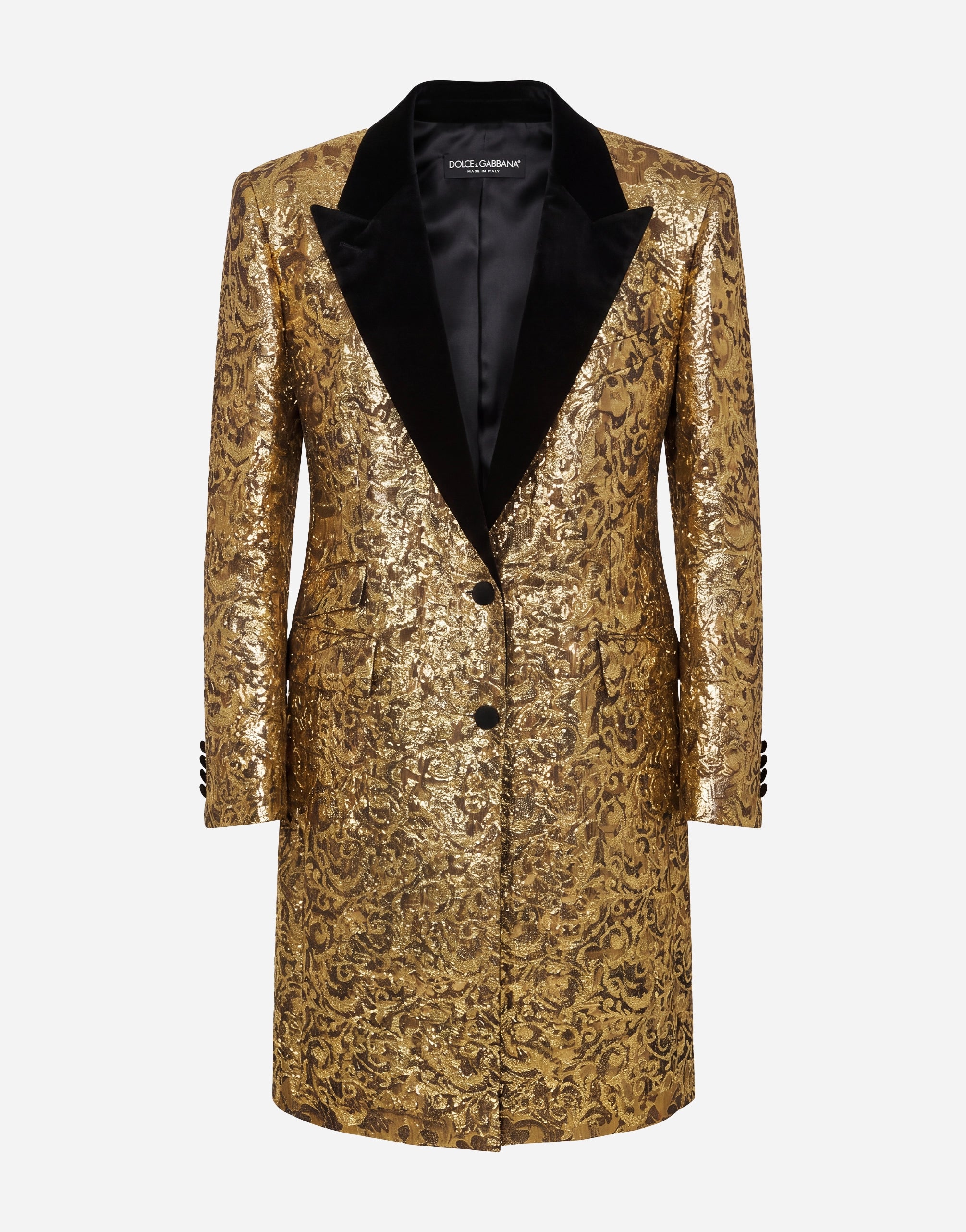 Dolce & Gabbana Metallic Jacquard Long Coat