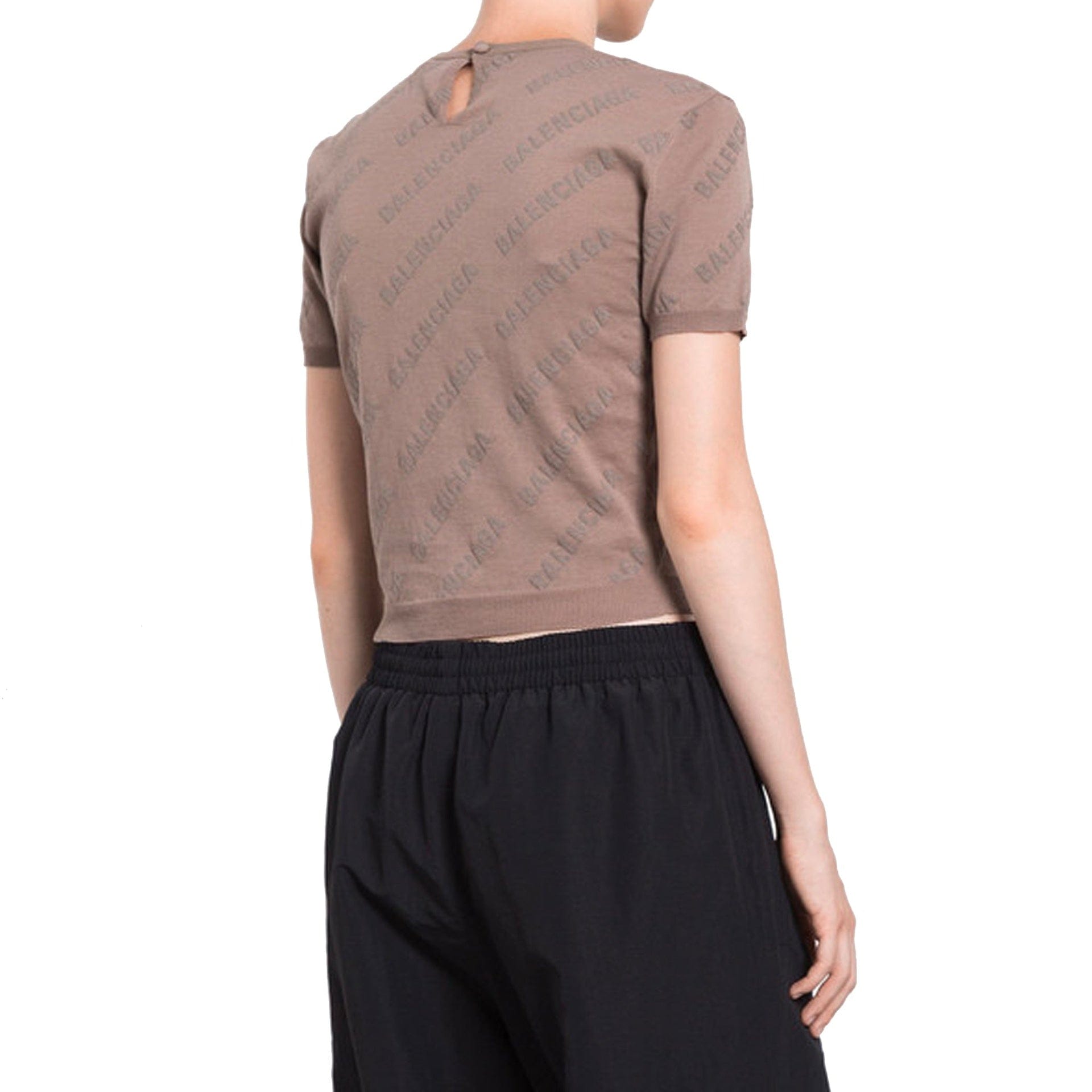 Balenciaga All-Over Logo Knitted Top