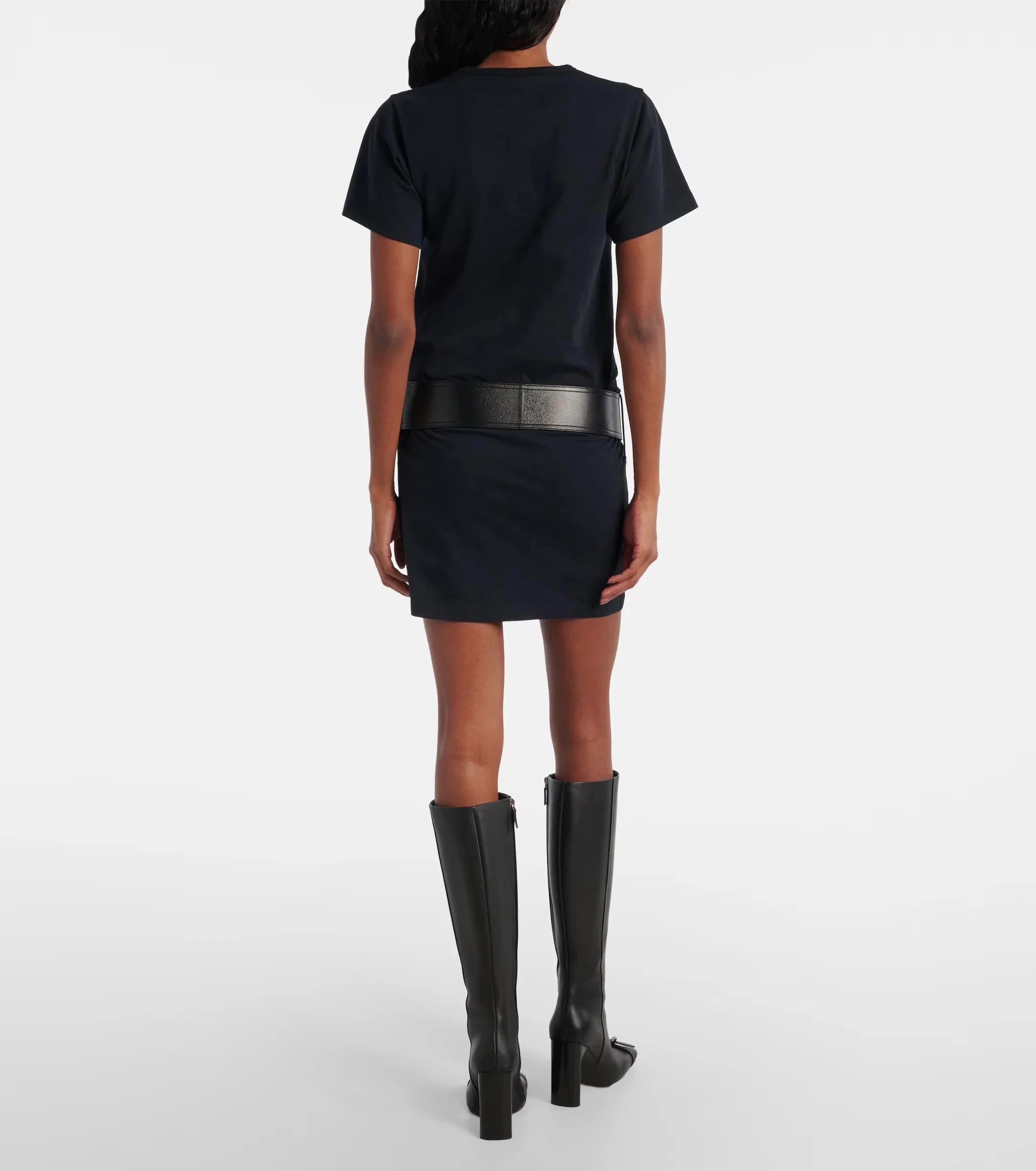 Balenciaga Belted Cotton-Blend Jersey Mini Dress