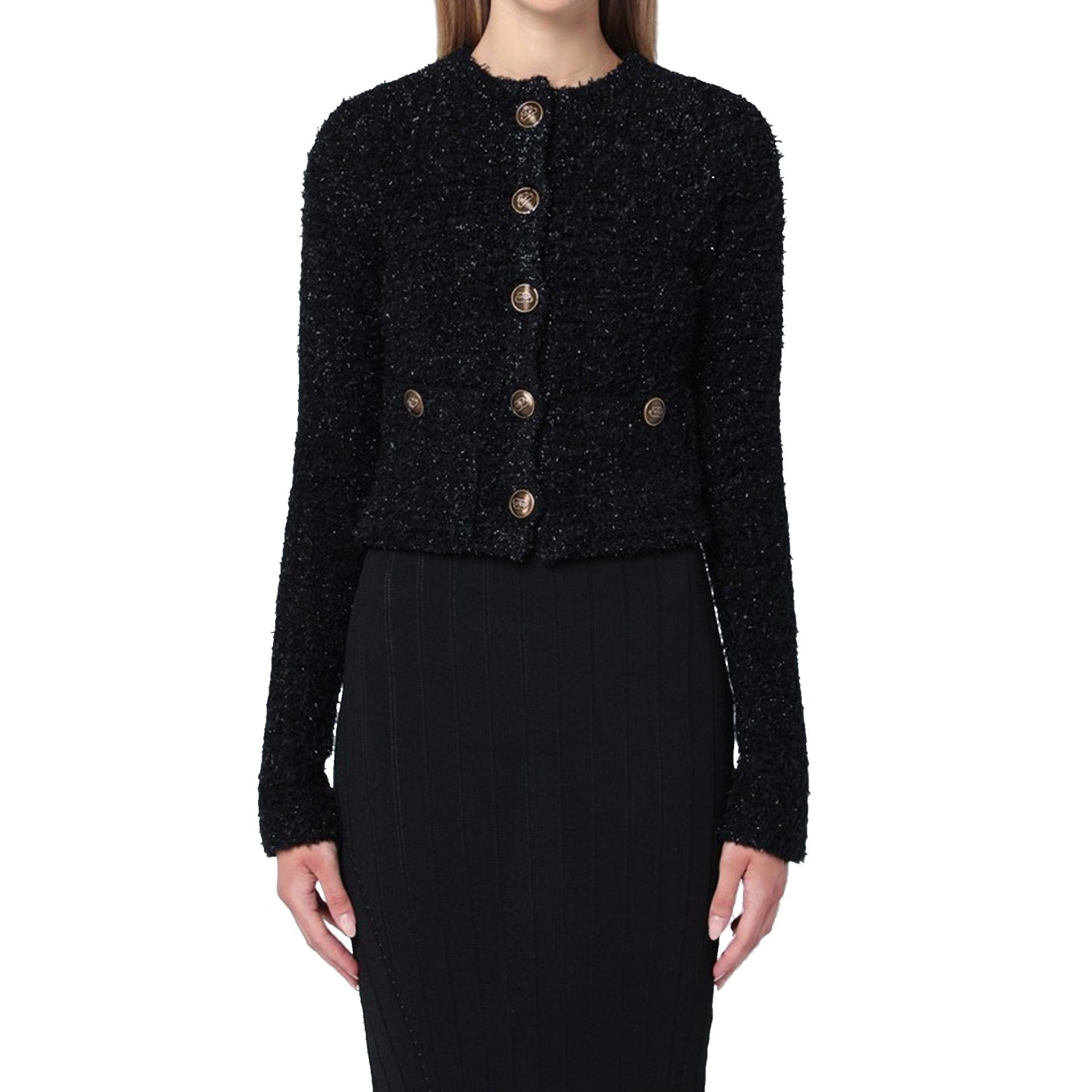 Balenciaga Crop Bouclé Cardigan