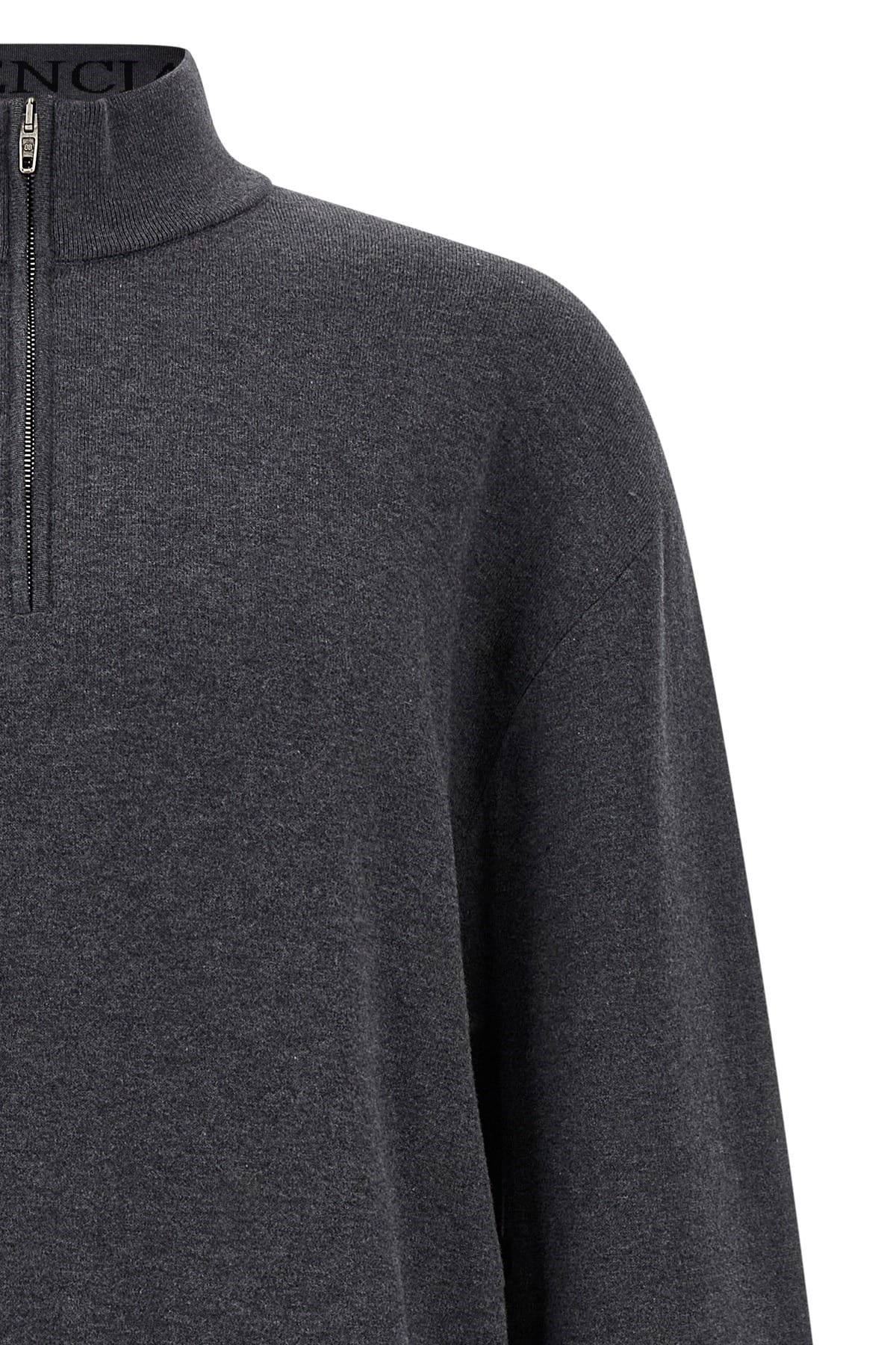 Balenciaga Balenciaga Gray Half-Zip Cotton Sweater