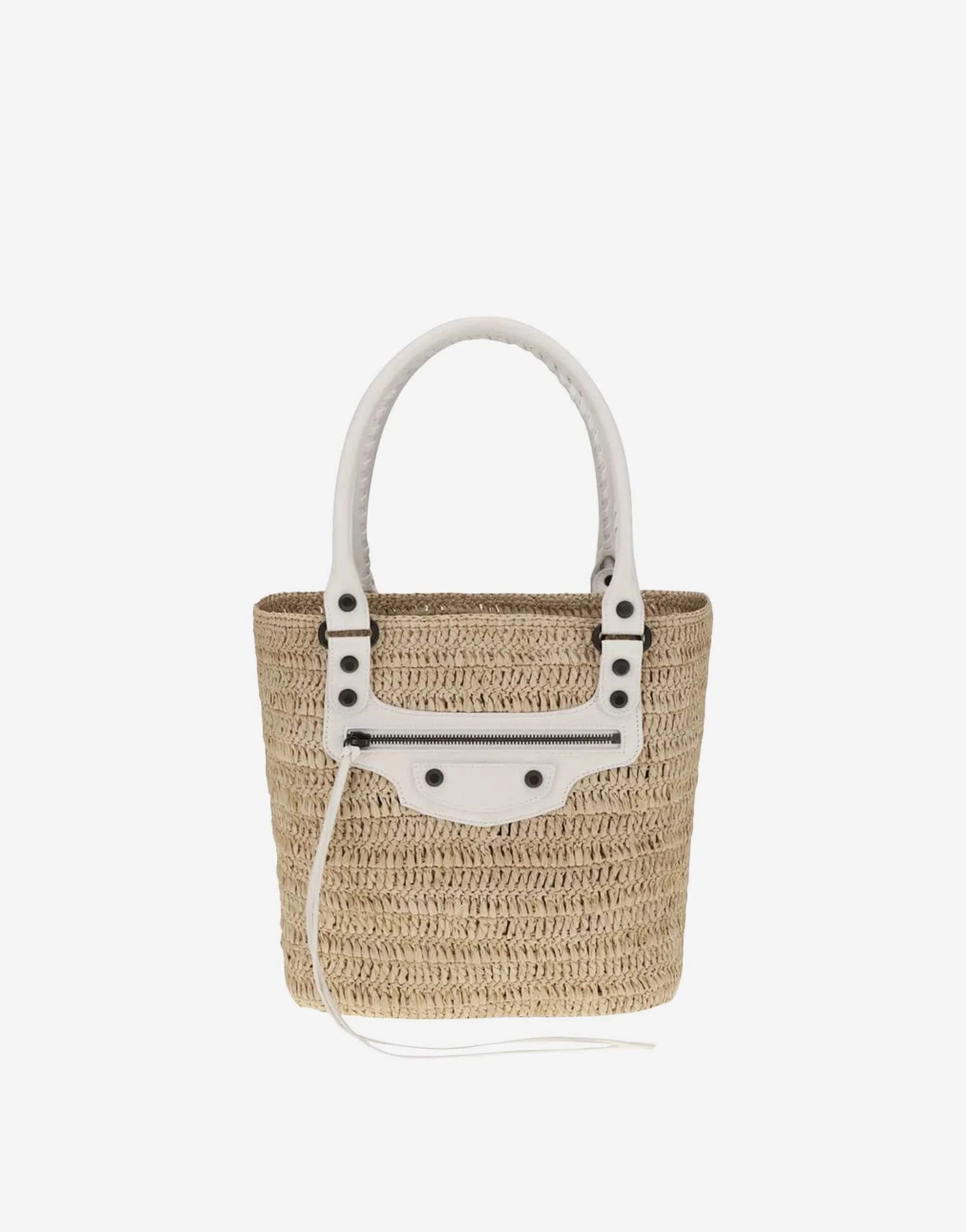 Balenciaga Le City Small Straw Shoulder Bag