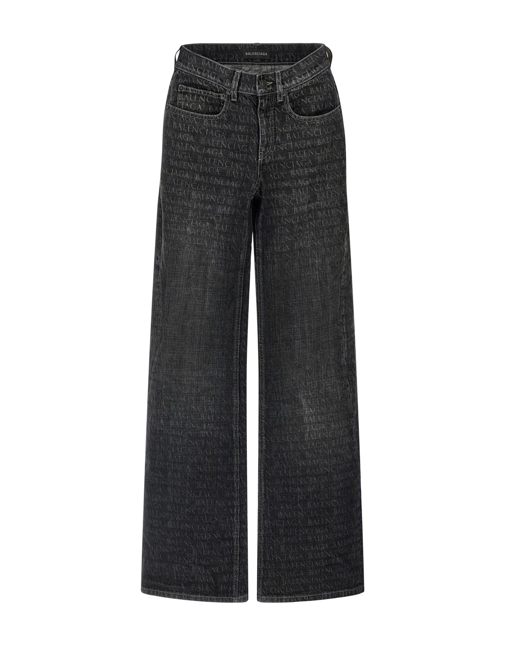 Balenciaga Balenciaga Monogram Print Wide Leg Jeans
