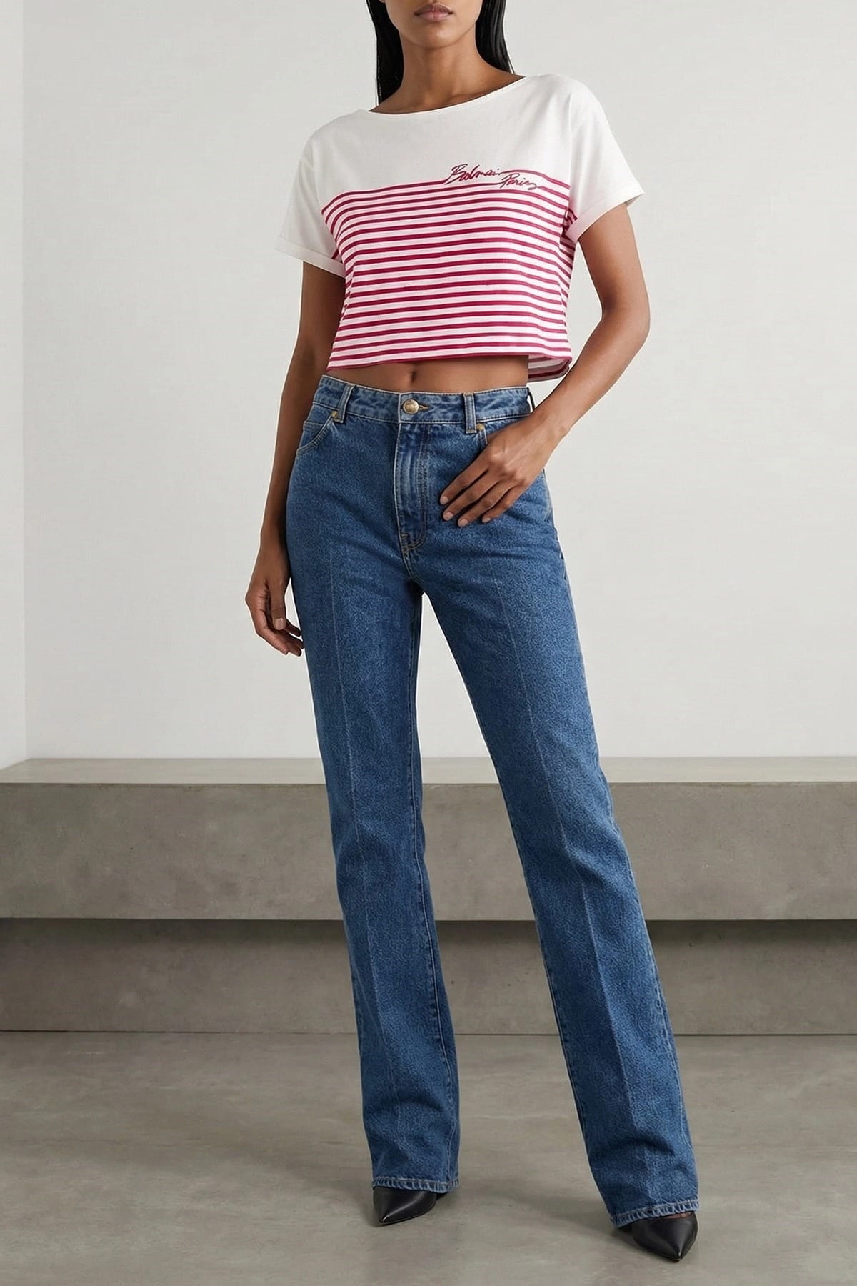 Balmain Футболка Balmain Marinière цвета фуксии - alternate view