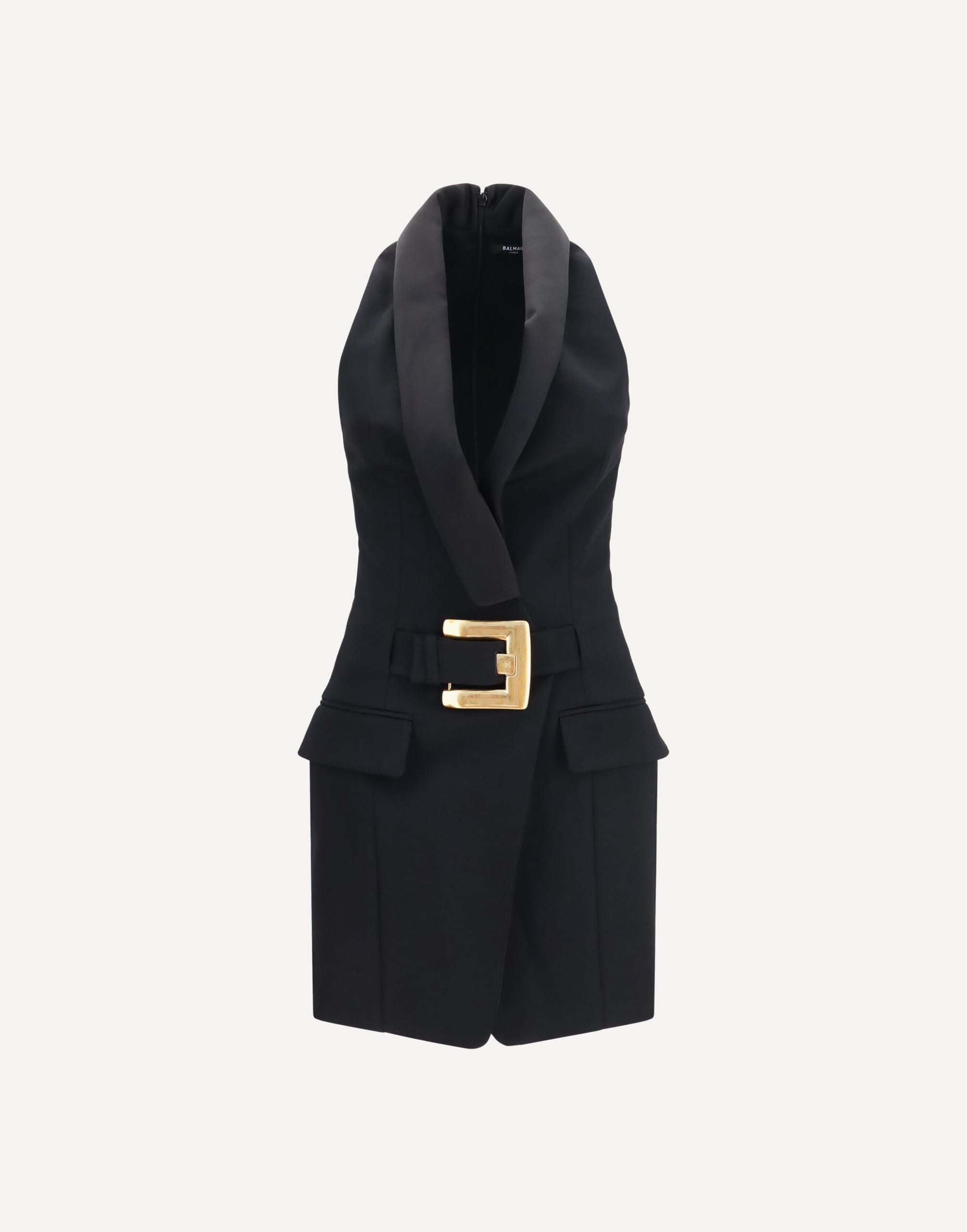 Balmain Grain De Poudre Belted Dress Mini