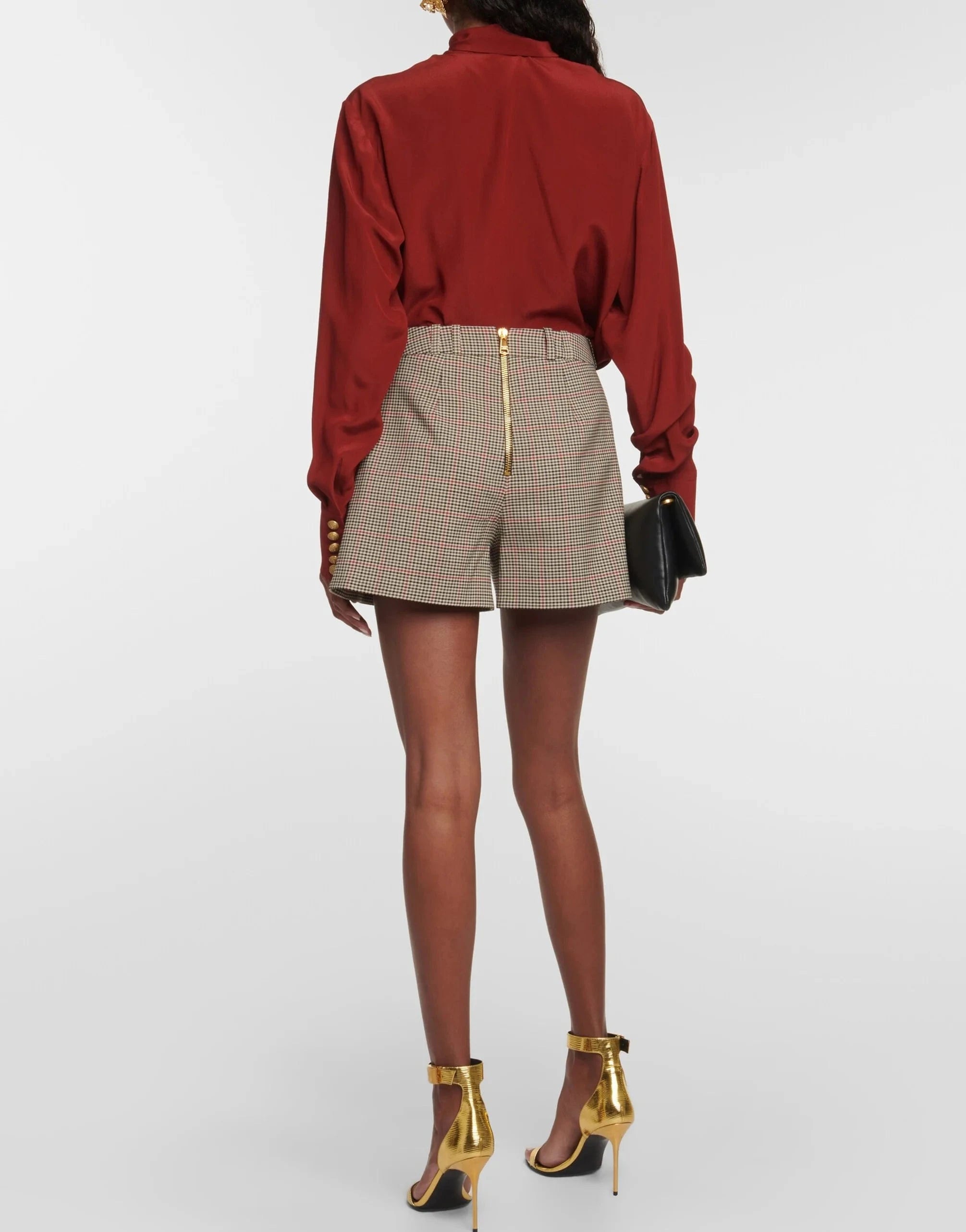 Balmain High-Rise Prince Of Wales Shorts