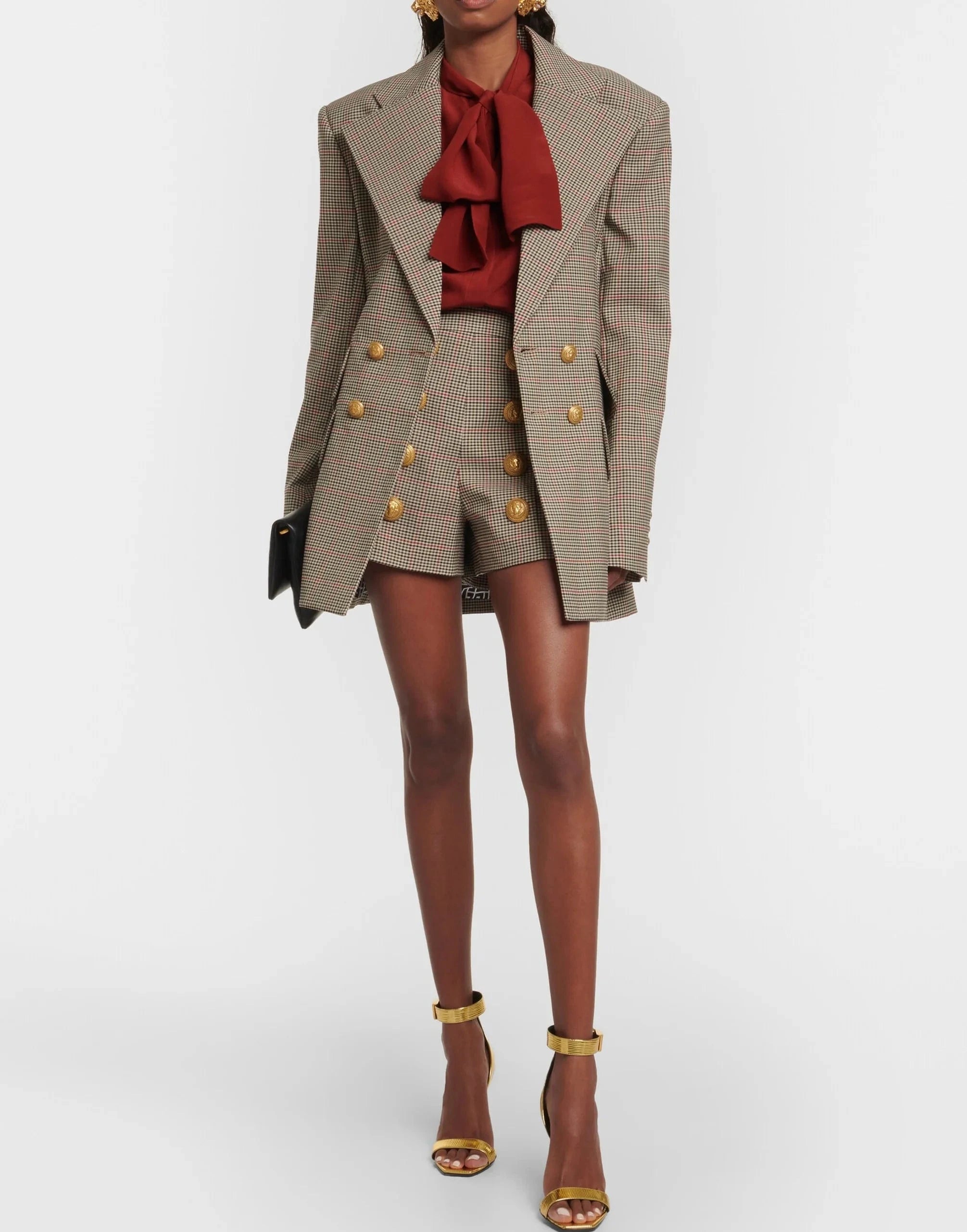 Balmain High-Rise Prince Of Wales Shorts