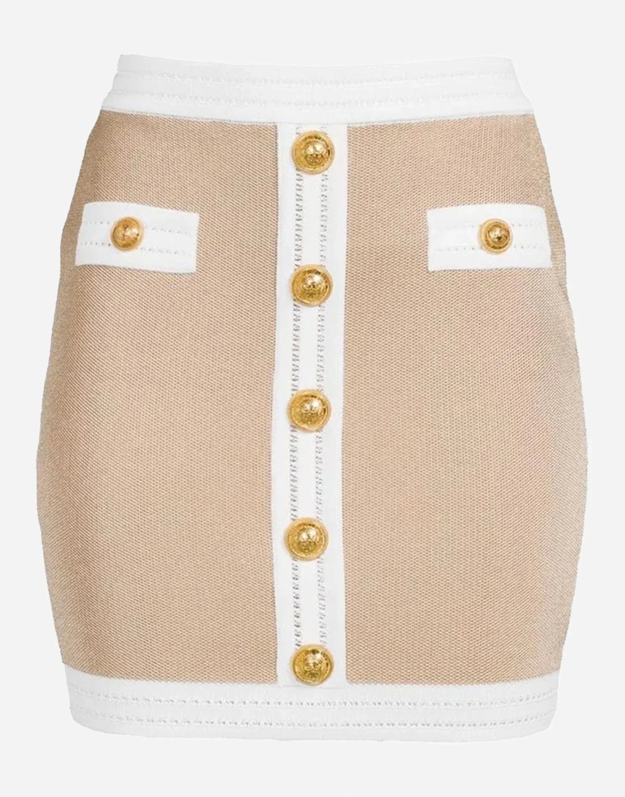 Balmain High Waist Signature Button Mini Skirt