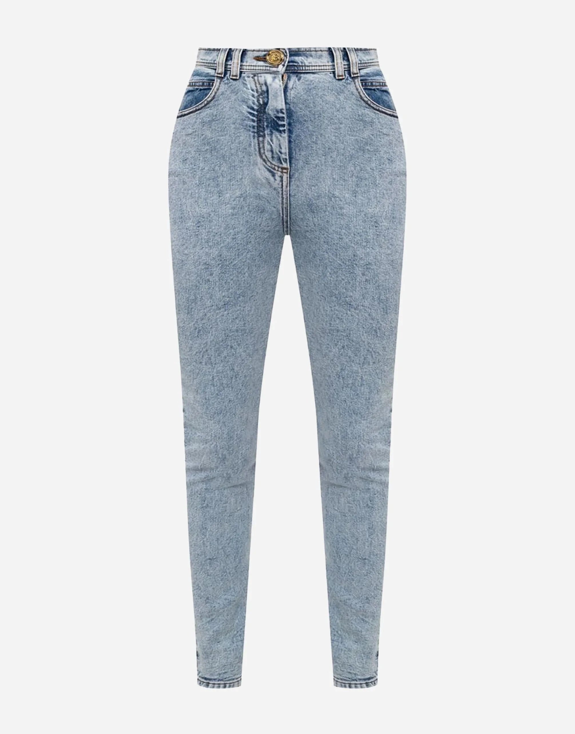 Balmain High-Waisted Faded Jeans