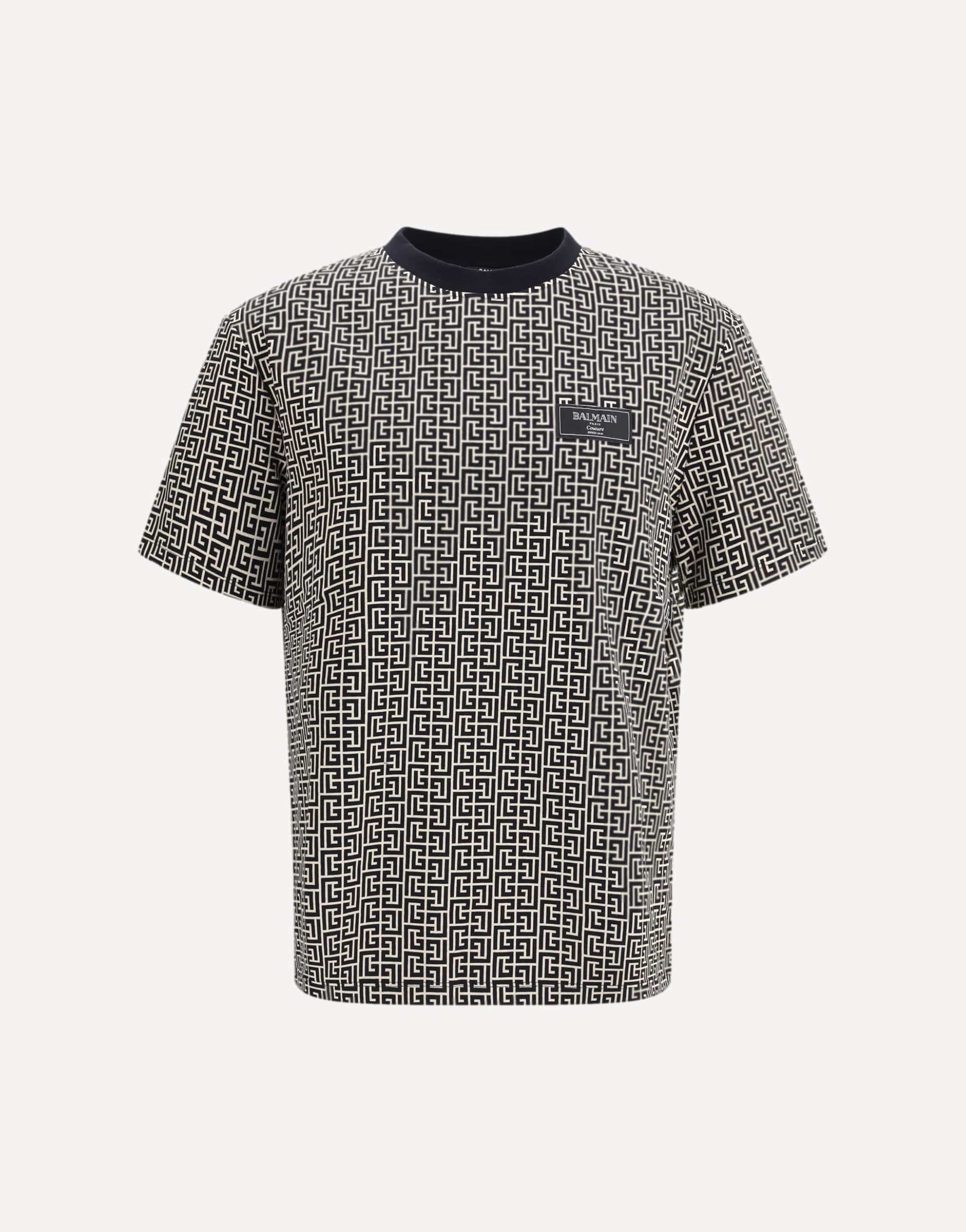 Balmain Jacquard T-Shirt With Pb Labyrinth Monogram