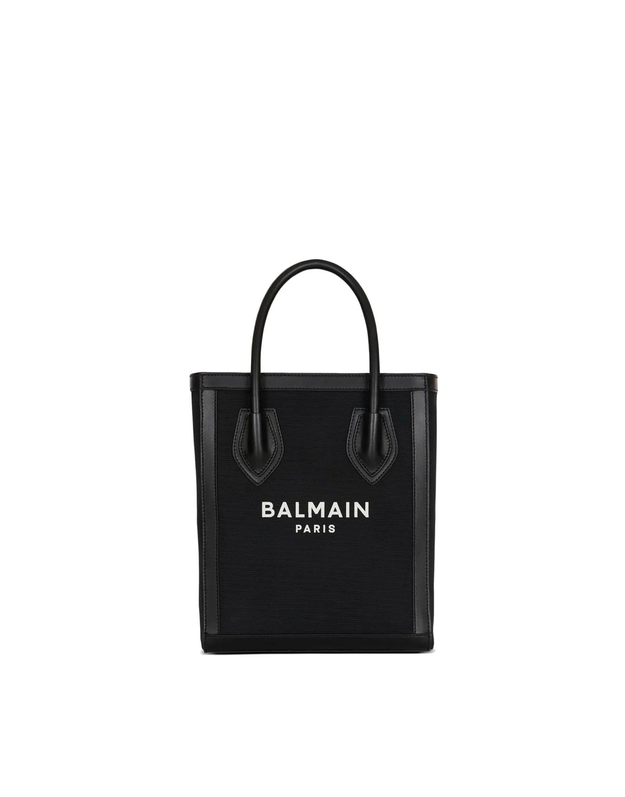 Balmain Leather-Trimmed Canvas Tote Bag