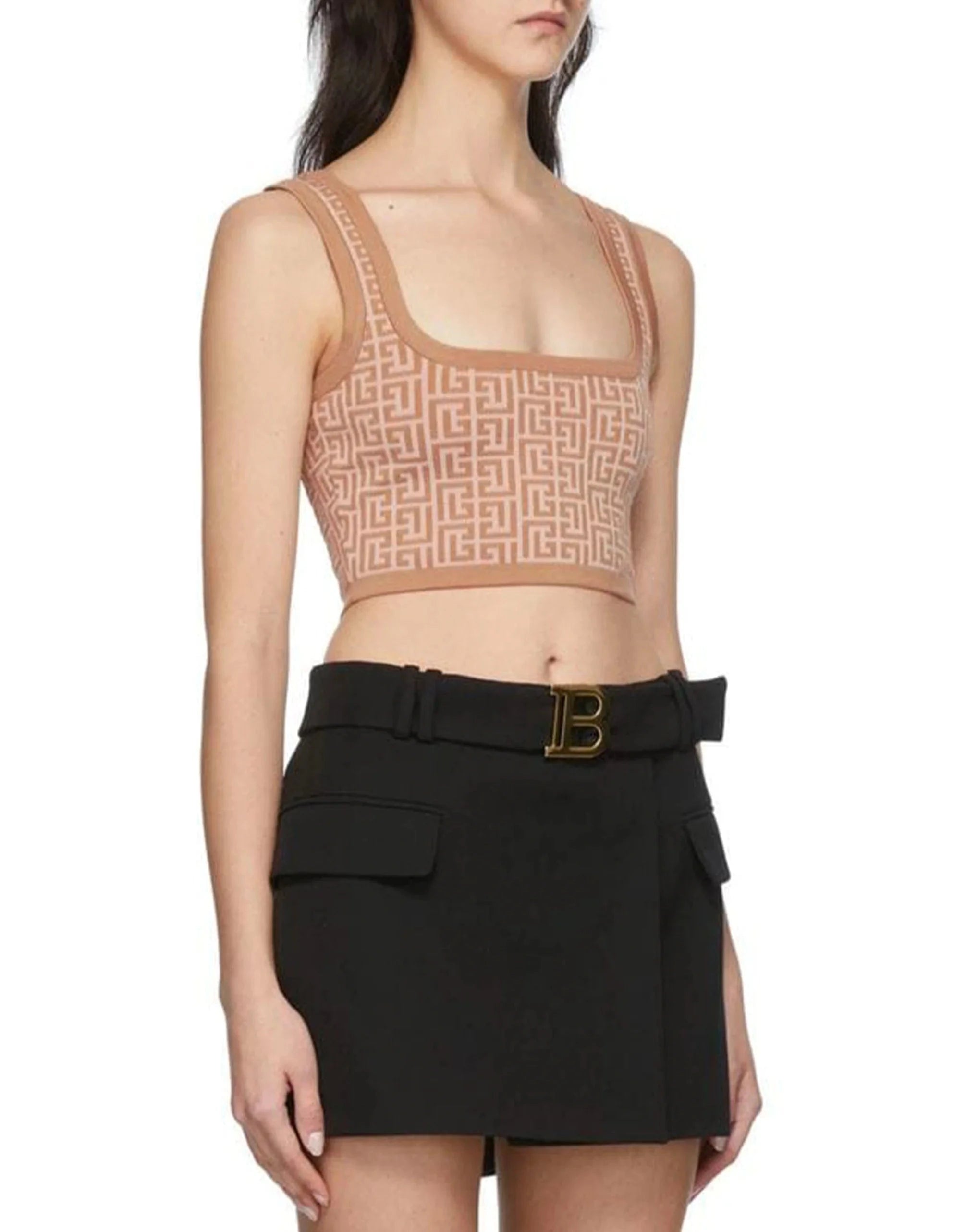 Balmain Logo Monogram Crop Top