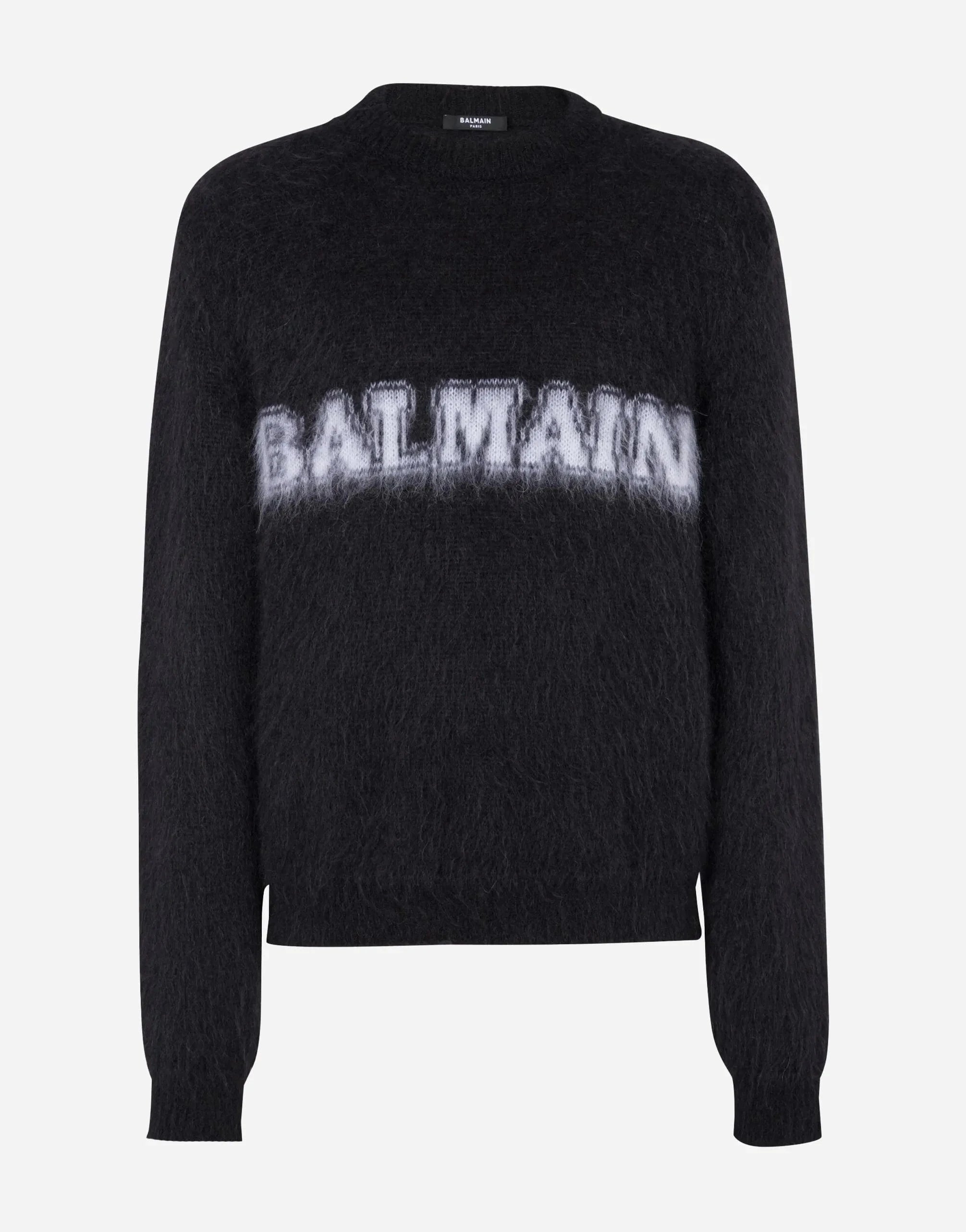 Balmain Logo-Print Brushed-Finish Jumper