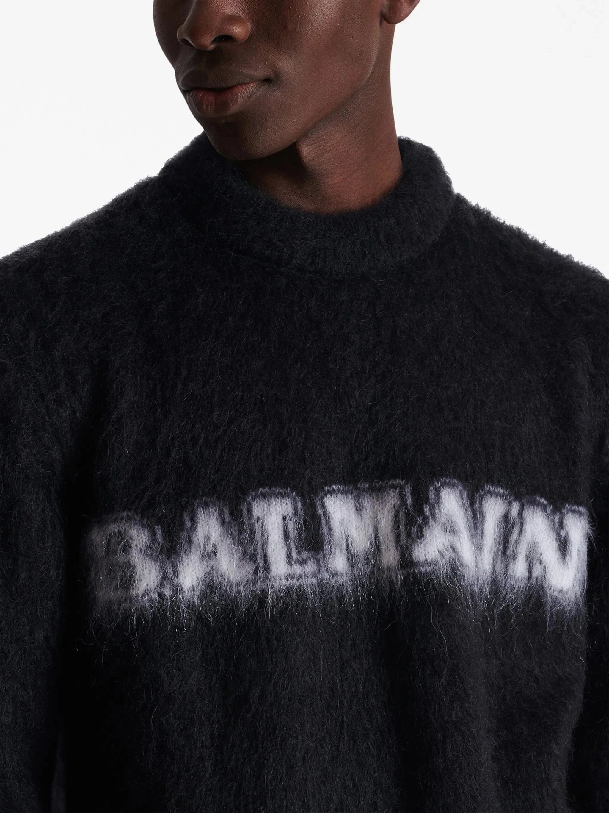 Balmain Logo-Print Brushed-Finish Jumper