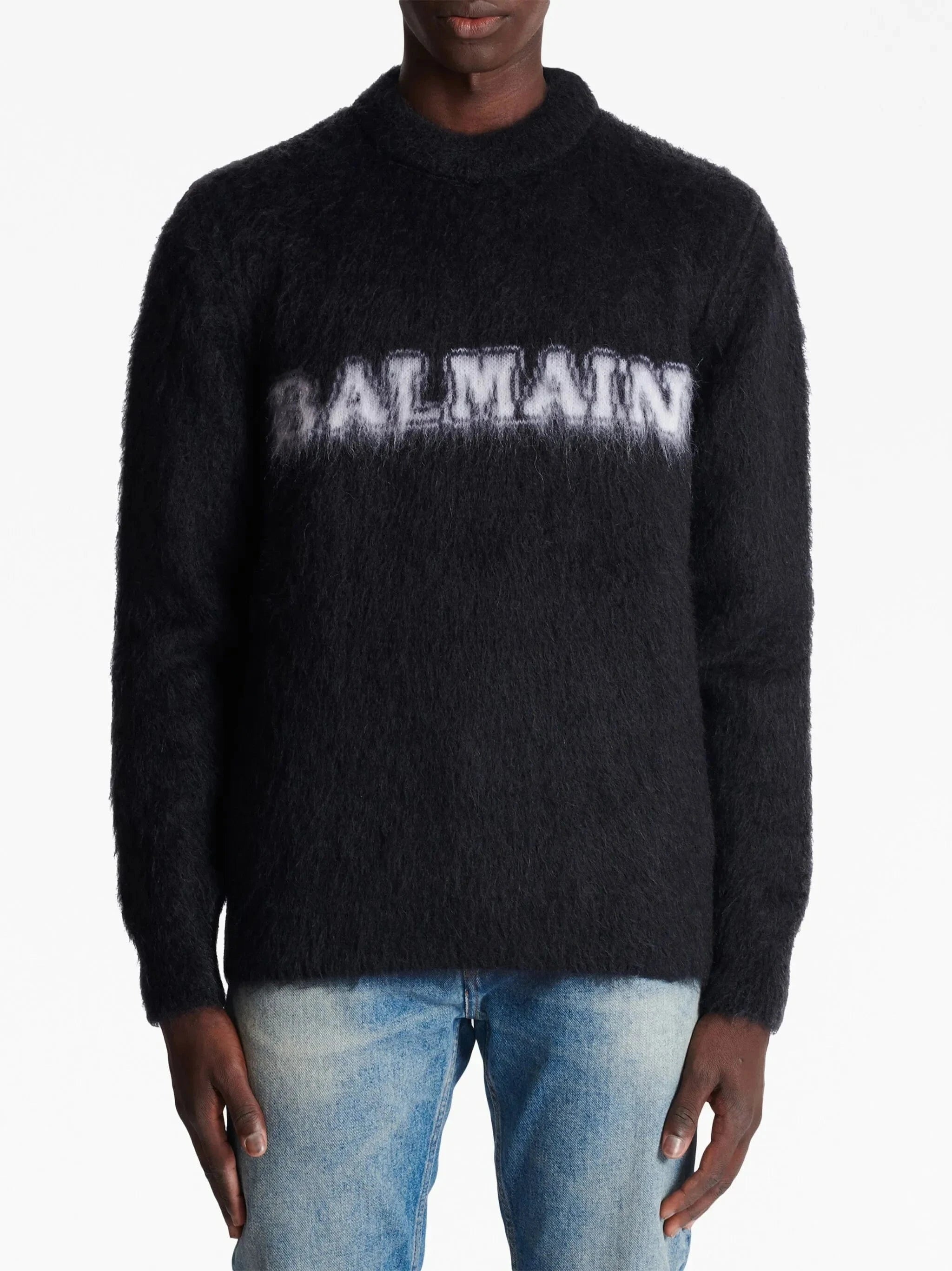 Balmain Logo-Print Brushed-Finish Jumper