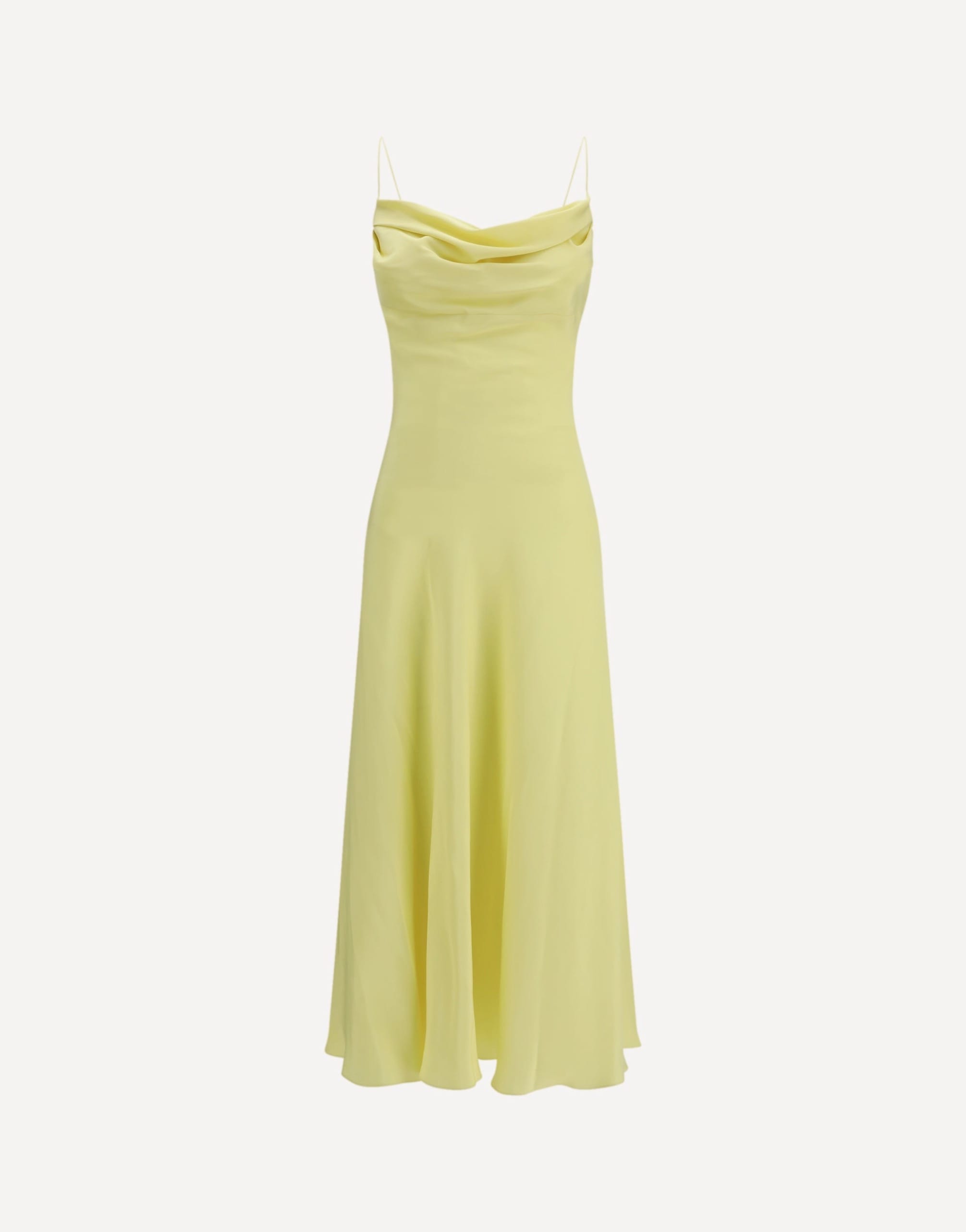 Balmain Long Silk Satin Strapped Dress