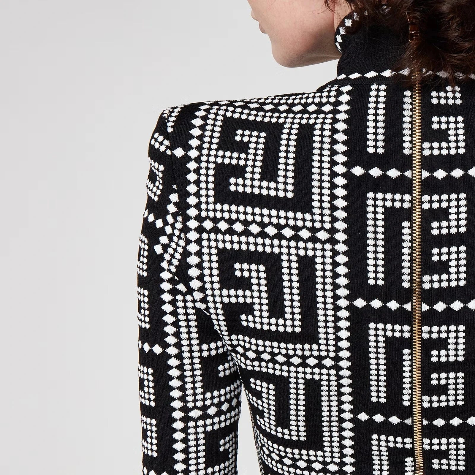 Balmain Maxi Monogram Mosaic Long Sleeve Dress