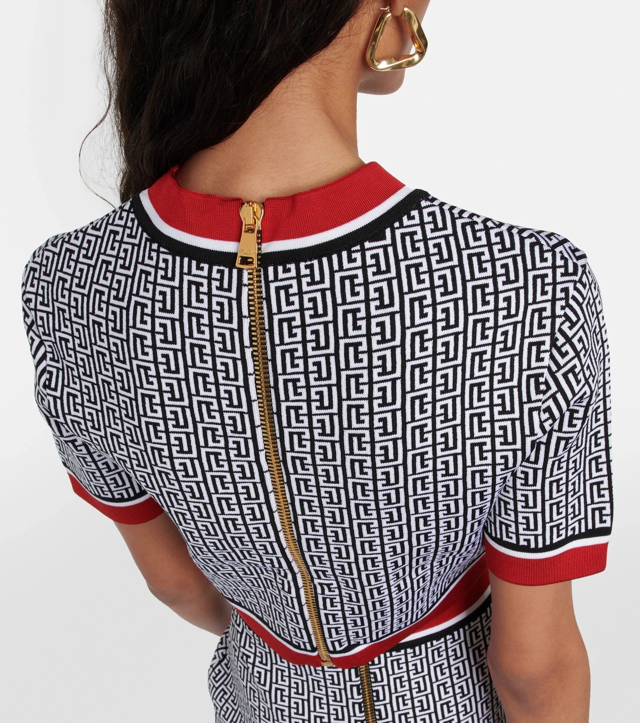 Balmain Monogram Embellished Knit Crop Top