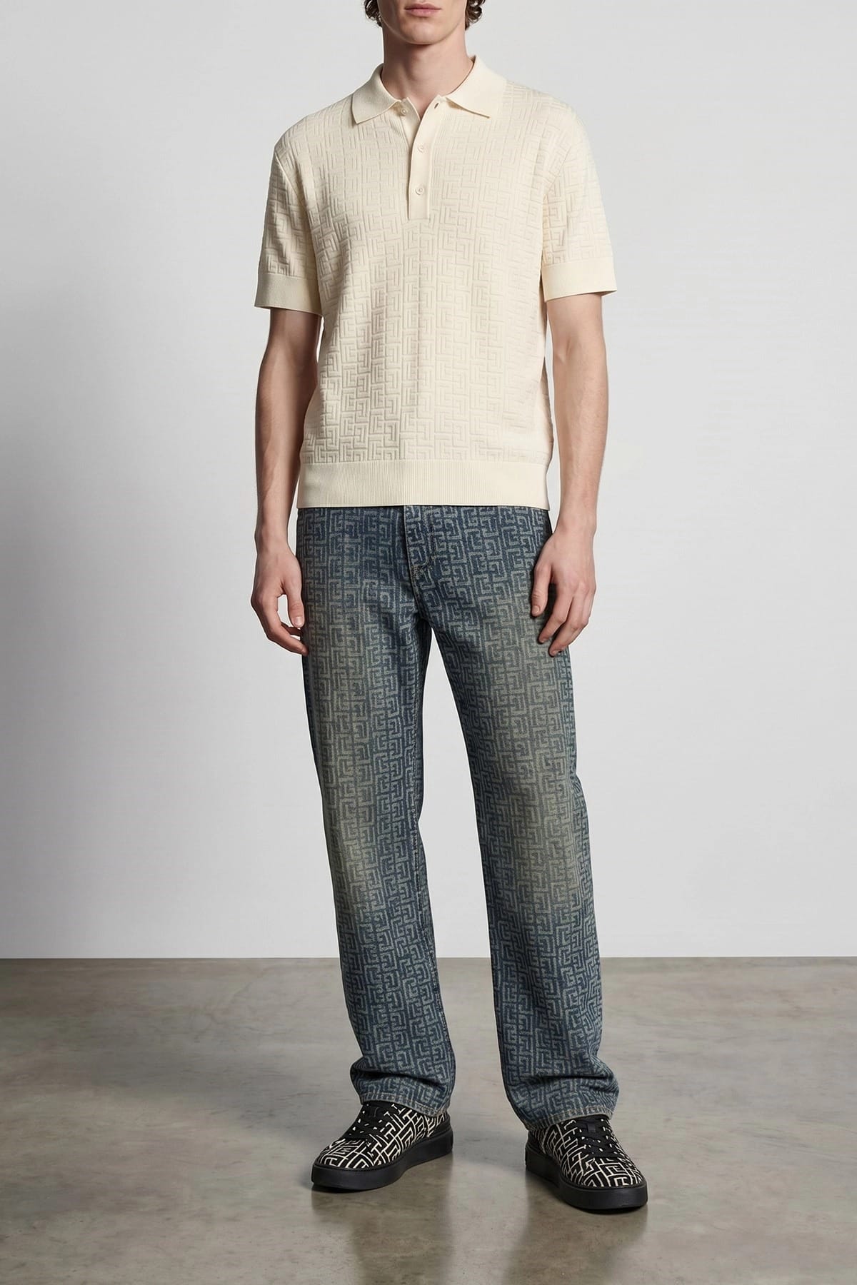 Balmain Monogram Jacquard Polo Shirt - alternate view