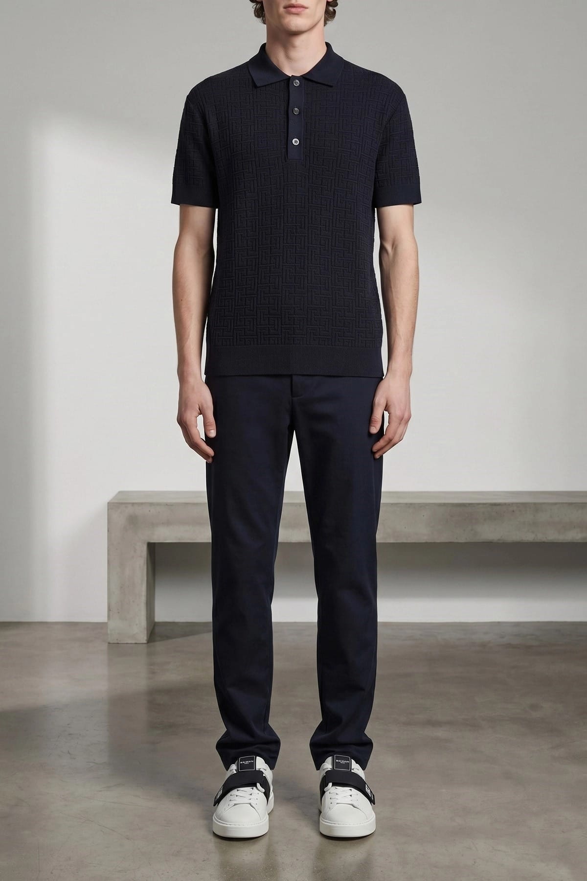 Balmain Monogram Knit Polo Shirt - alternate view