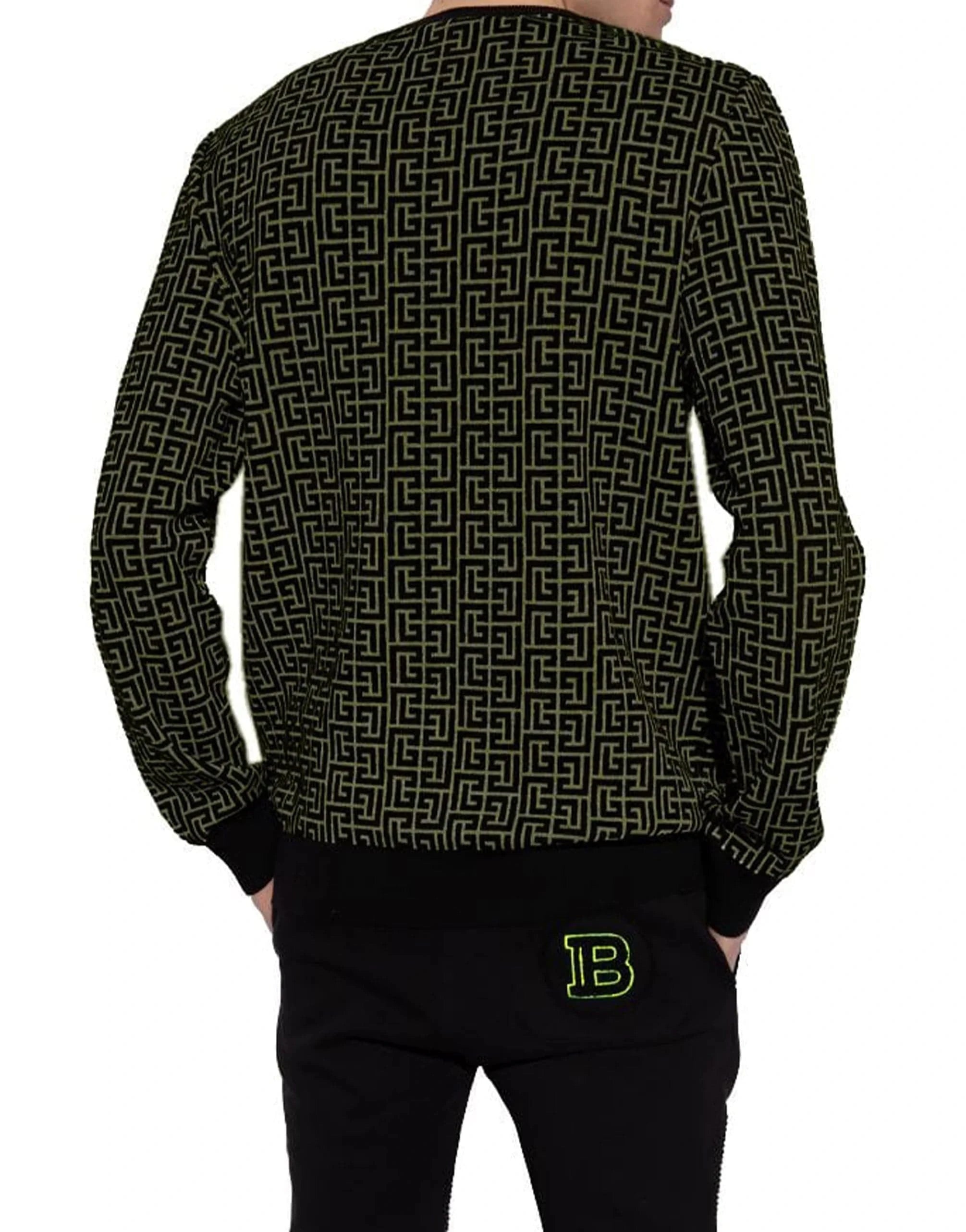 Balmain Monogram Logo Allover Print Sweater
