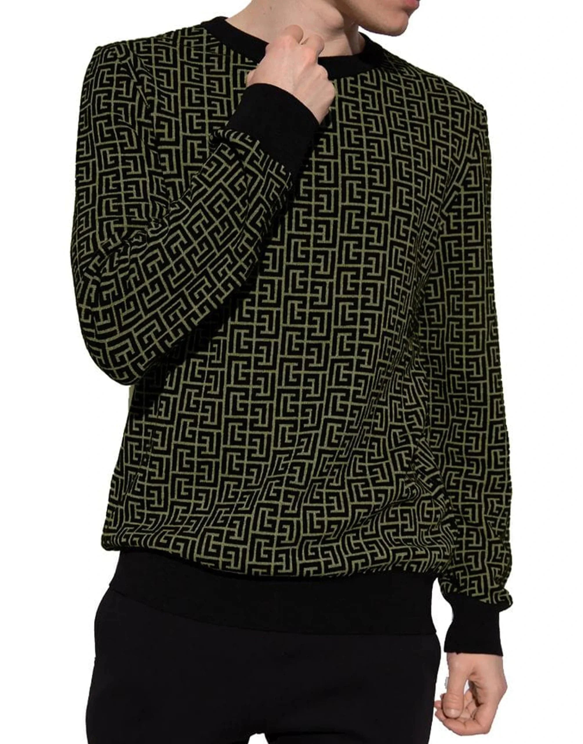 Balmain Monogram Logo Allover Print Sweater