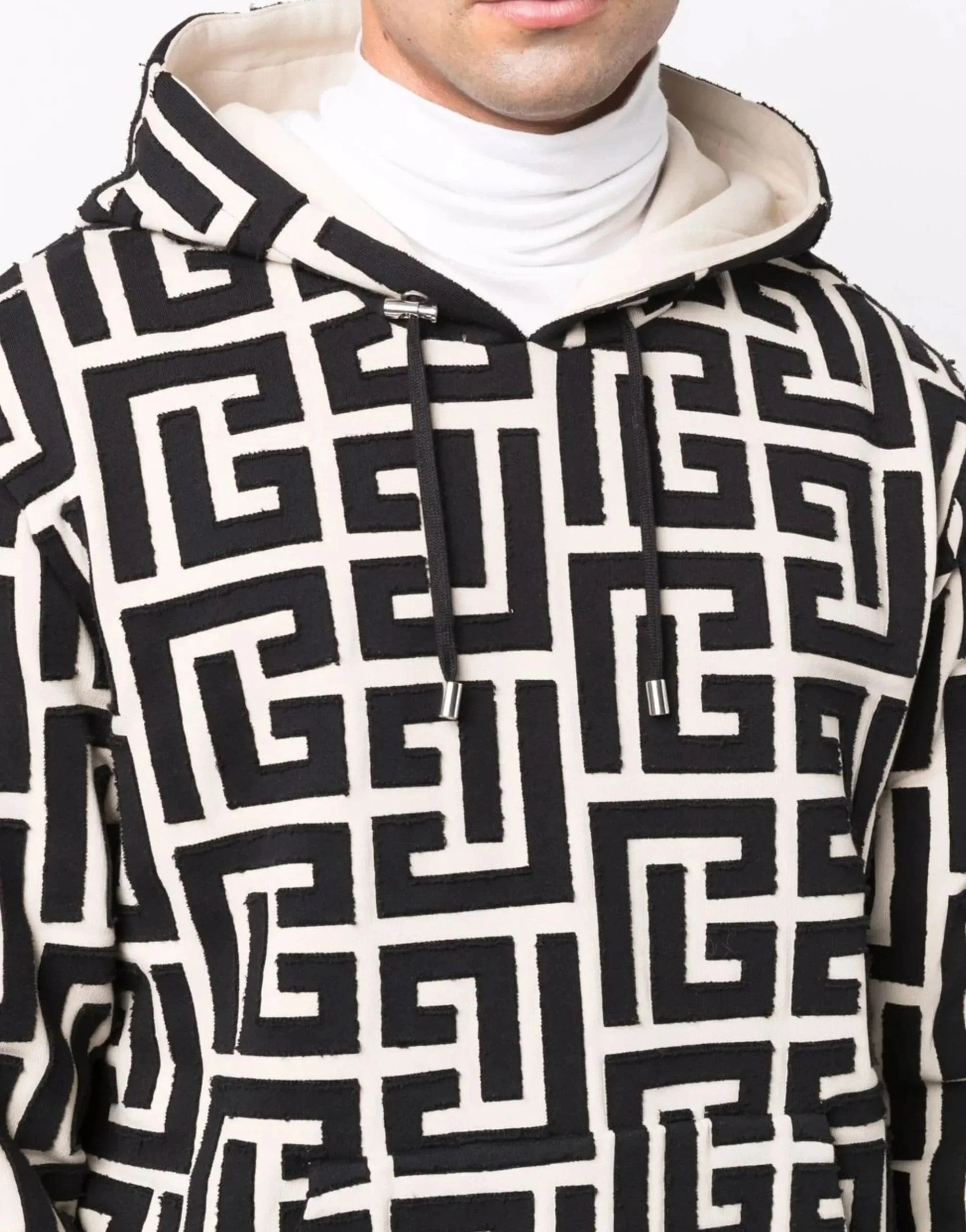 Balmain Monogram-Print Hoodie