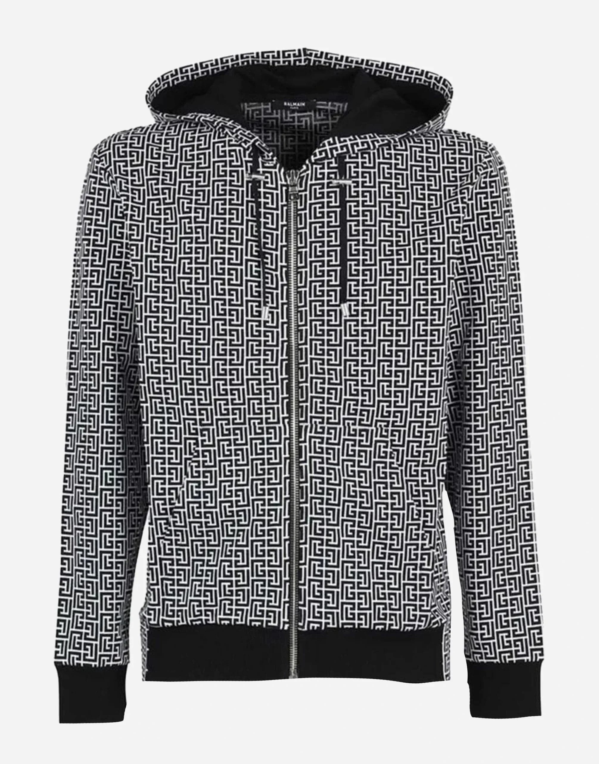 Balmain Monogram Printed Zipped Hoodie