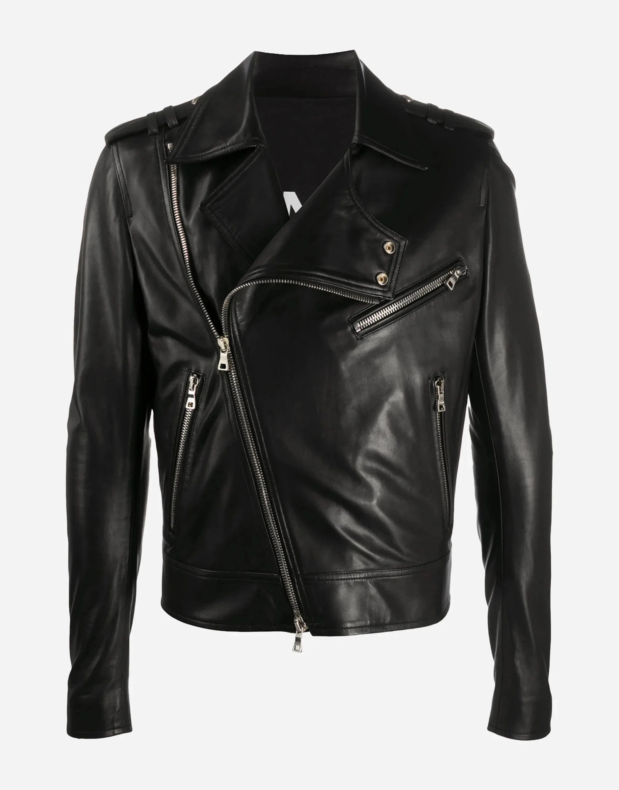 Balmain Silver Zip-Detail Biker Jacket