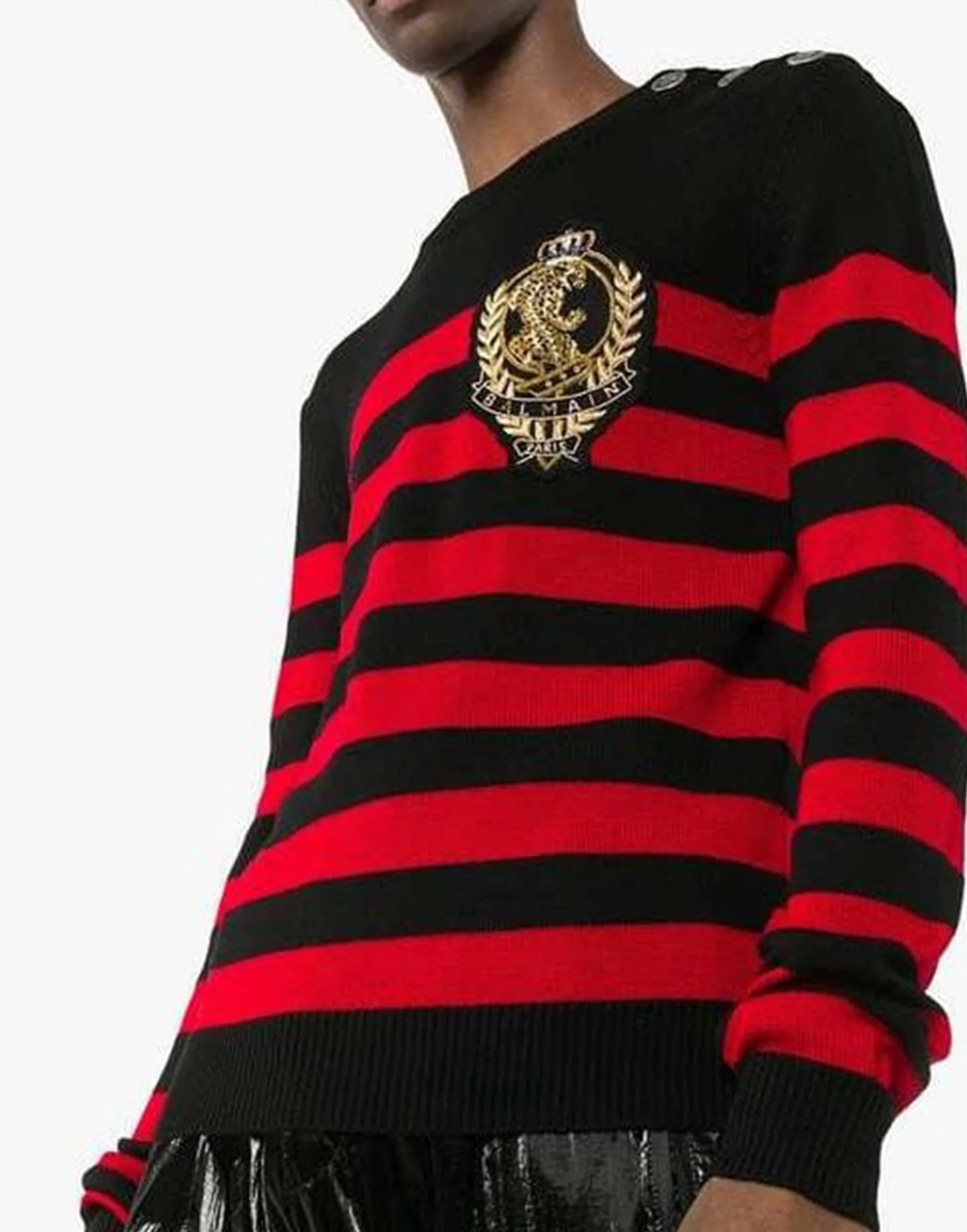 Balmain Stripe Patched Sweater
