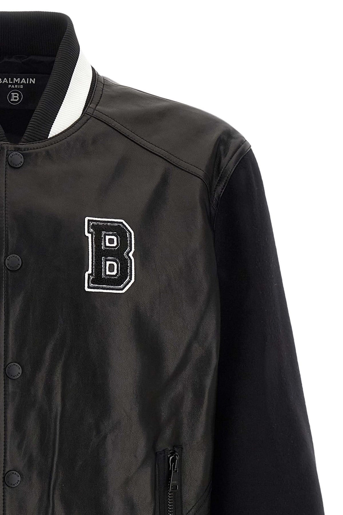 Balmain Balmain Varsity Leather Bomber Jacket