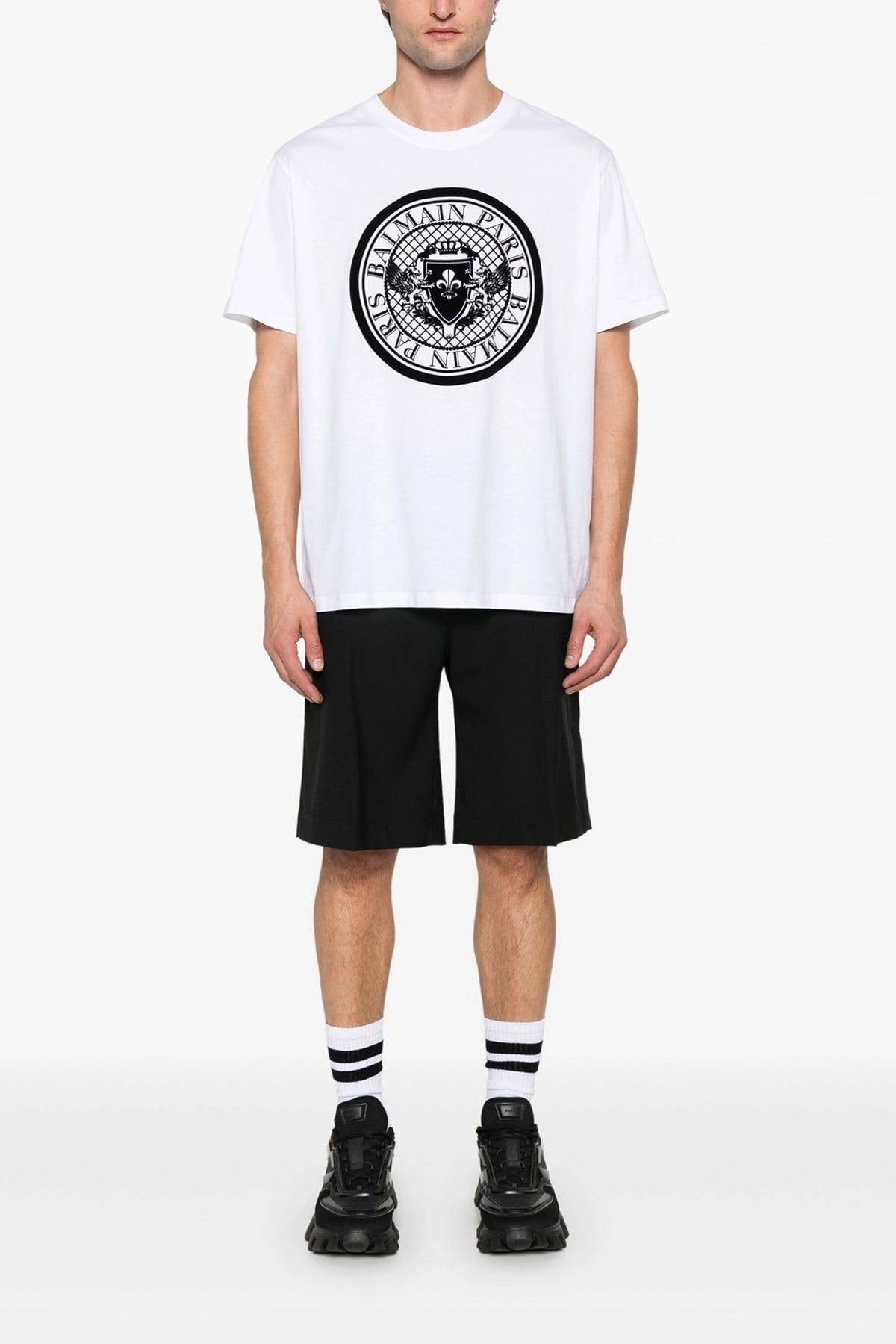 Balmain T-shirt en velours à logo - alternate view
