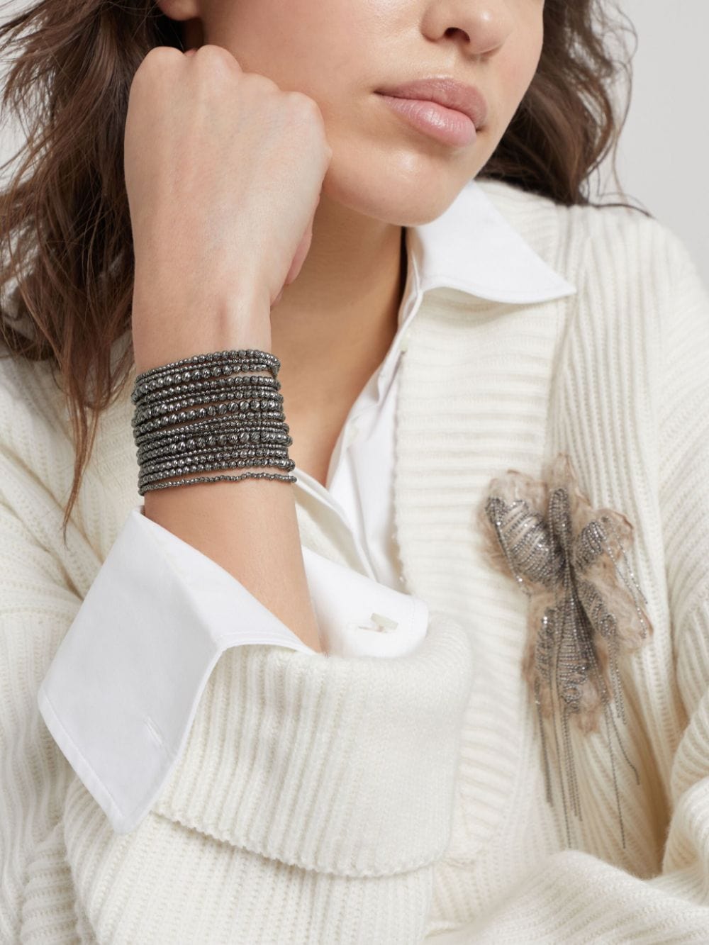 Brunello Cucinelli Beaded Sterling Silver Bracelet