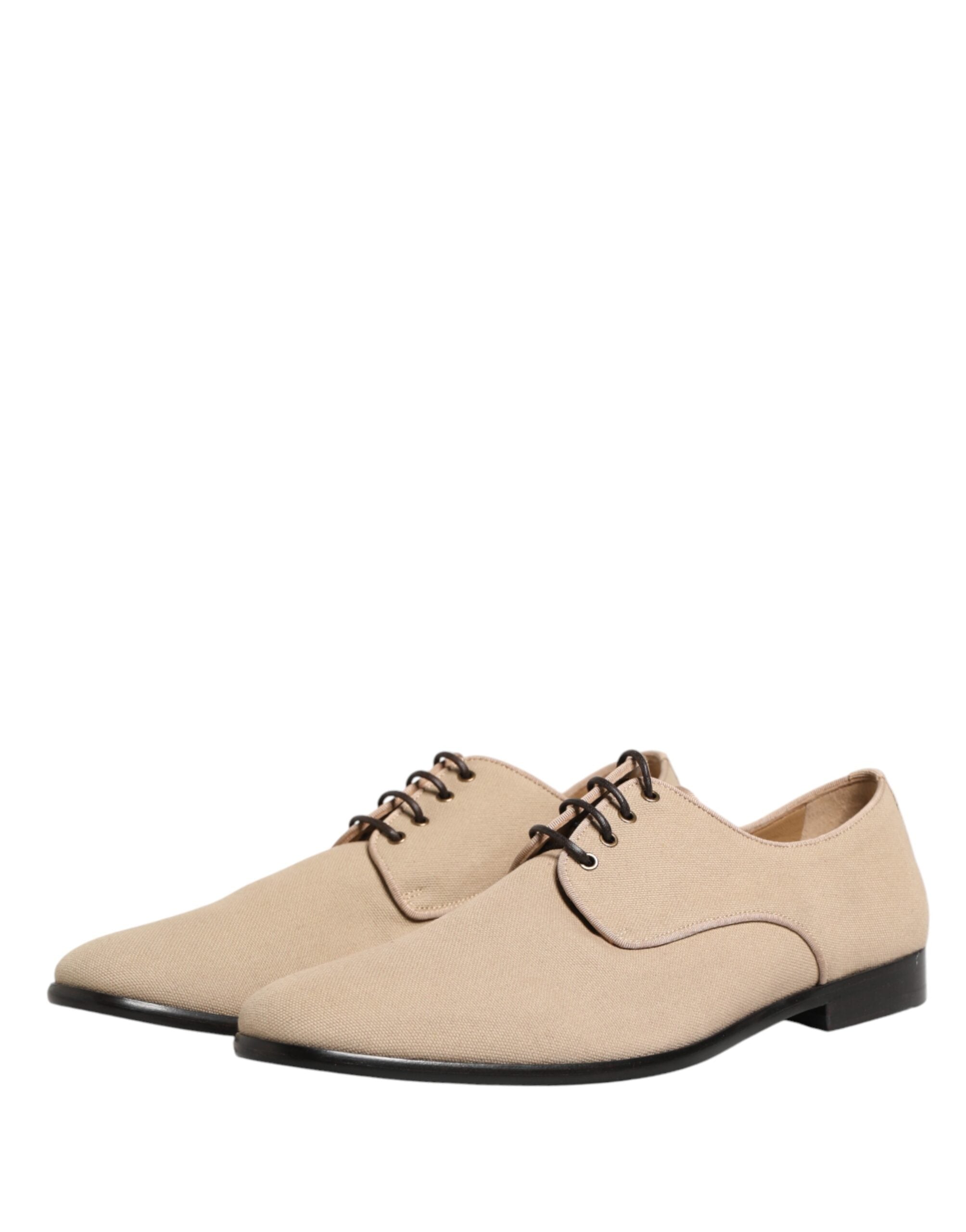 Dolce & Gabbana Beige Canvas Derby Lace Up na Sapatos na Pambihis ng Lalaki