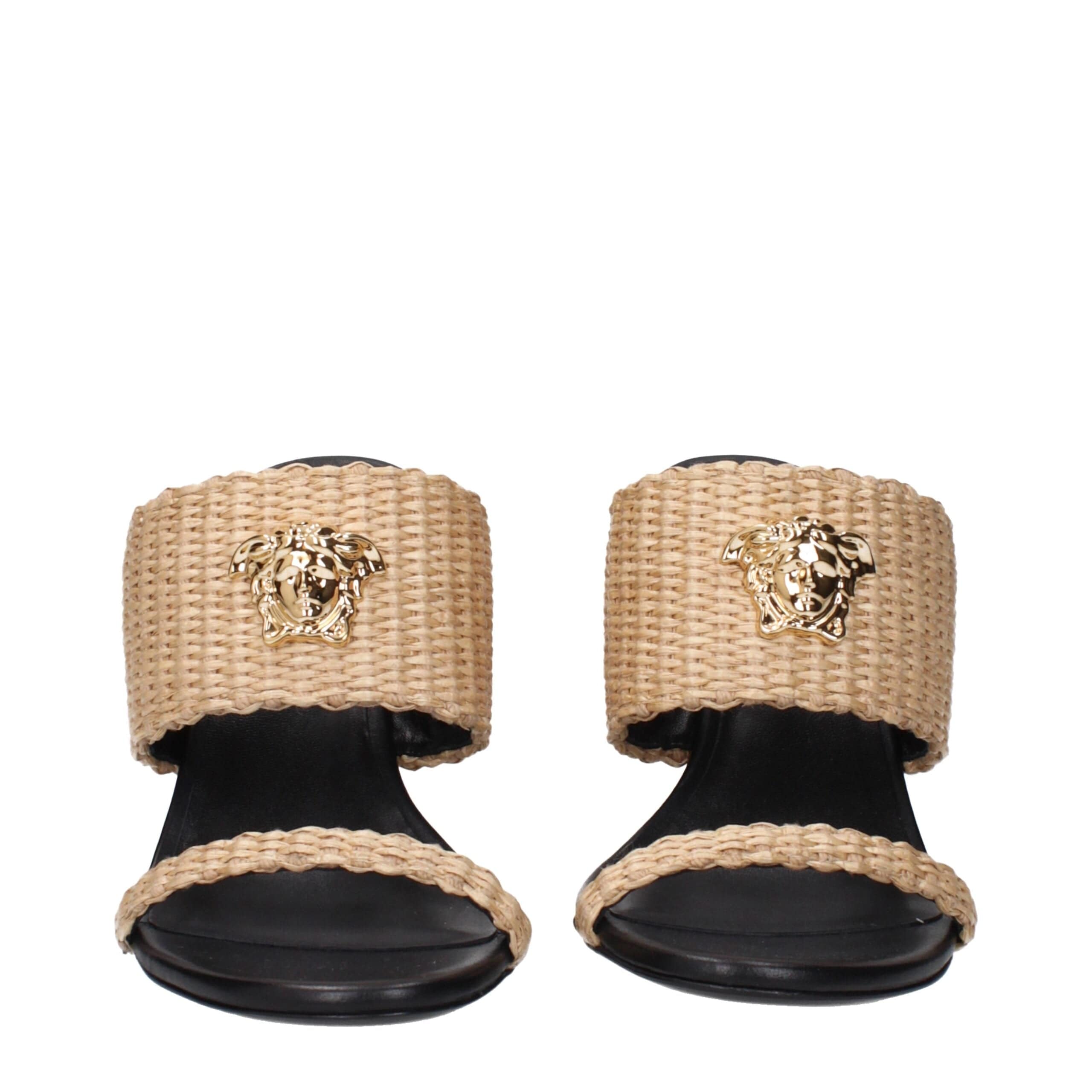 Versace Beige Raffia Platforms