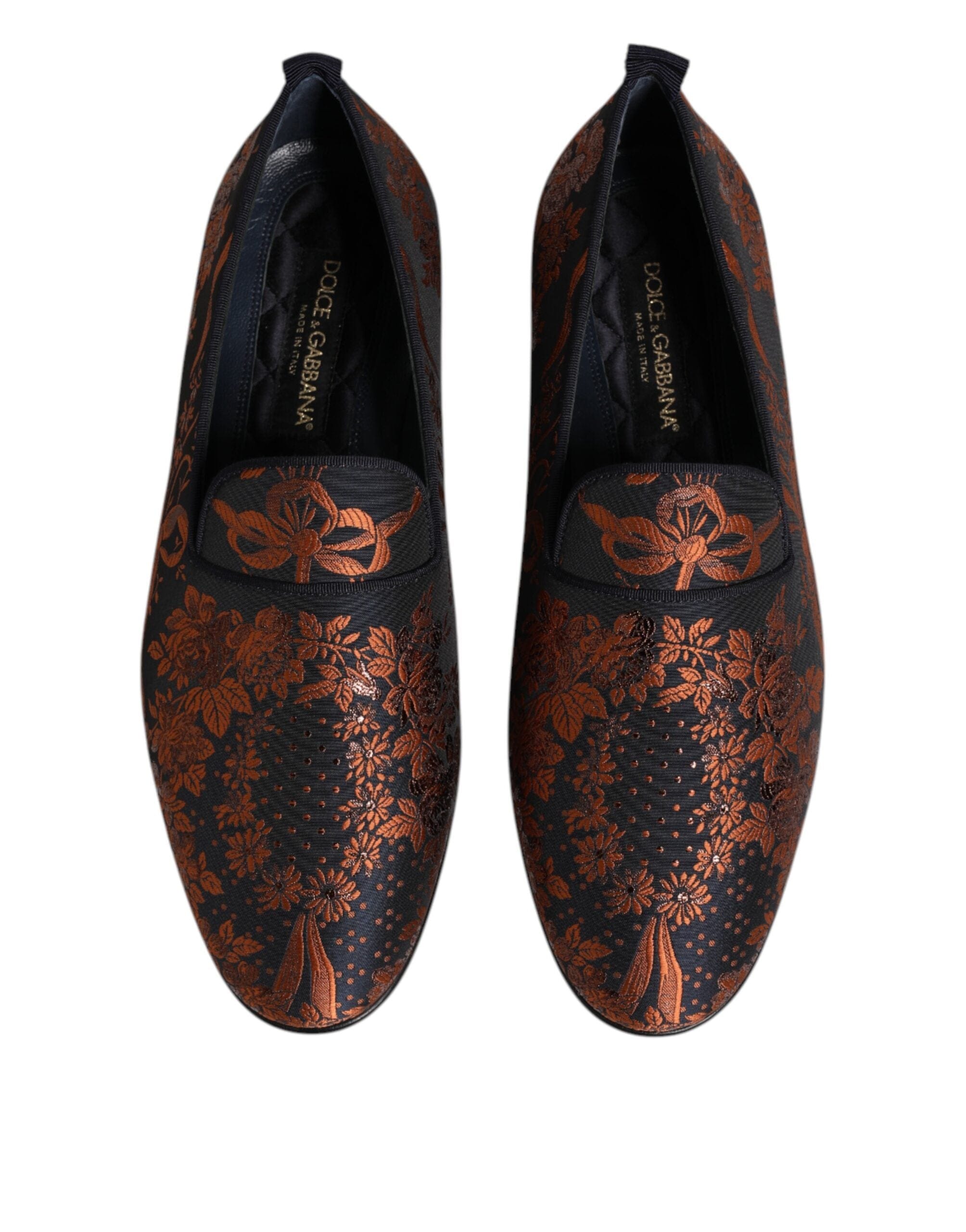 Dolce & Gabbana Black Jacquard Polyester Slip On Loafers Shoes
