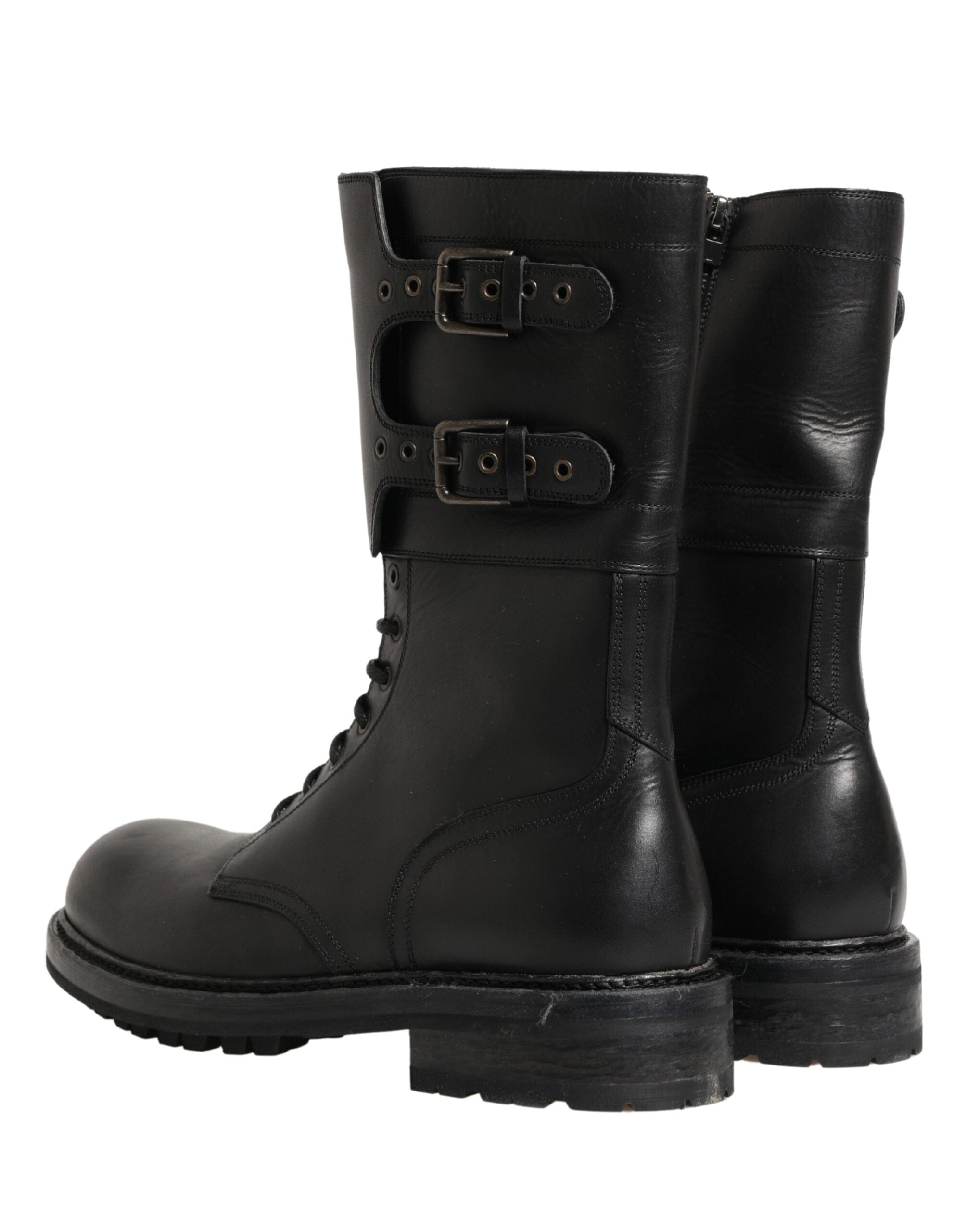 Dolce & Gabbana Buckle-Detail Leather Combat Boots | Sendegaro FR