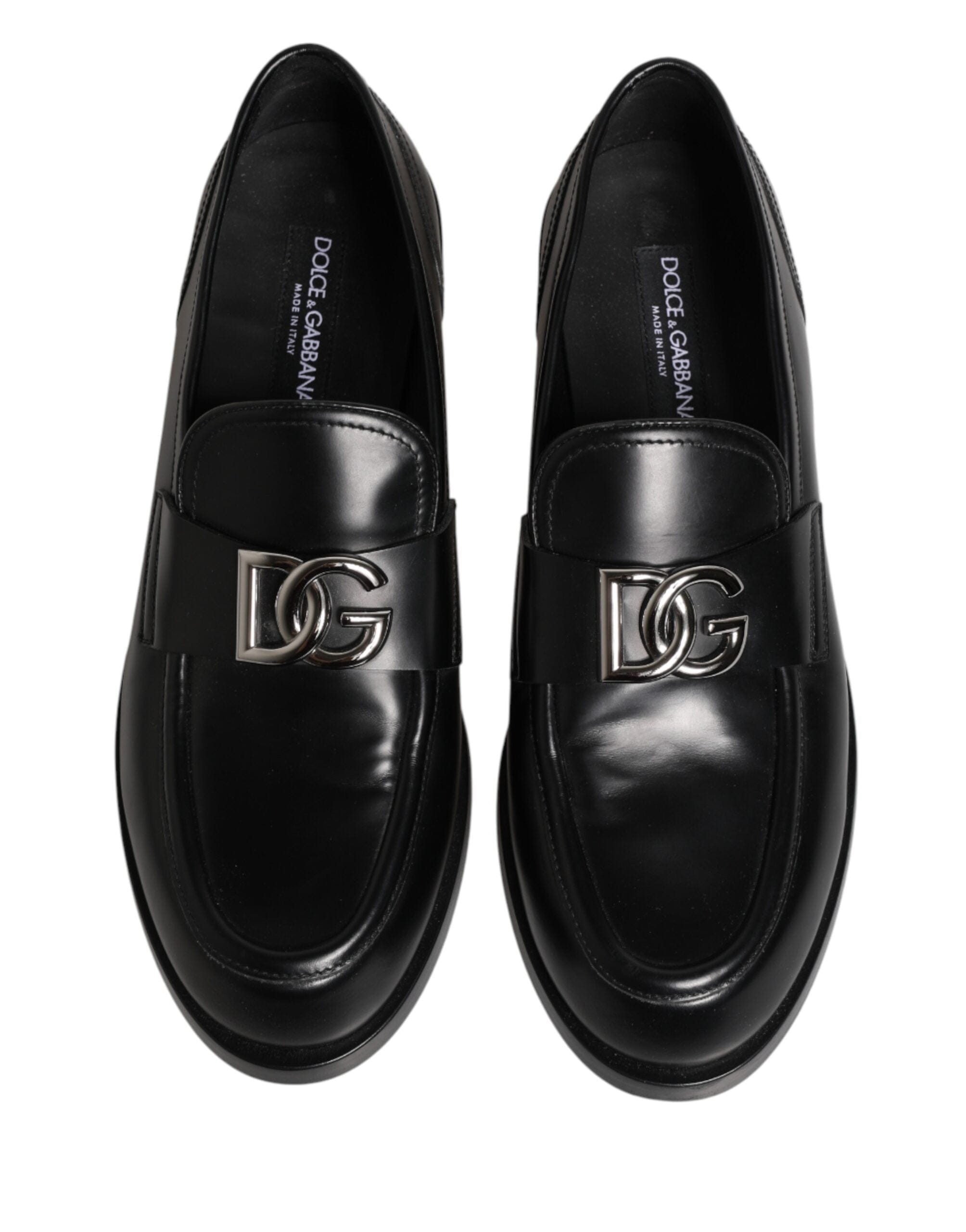 Dolce & Gabbana DG Logo Plaque Polished Leather Loafers | Sendegaro ZA