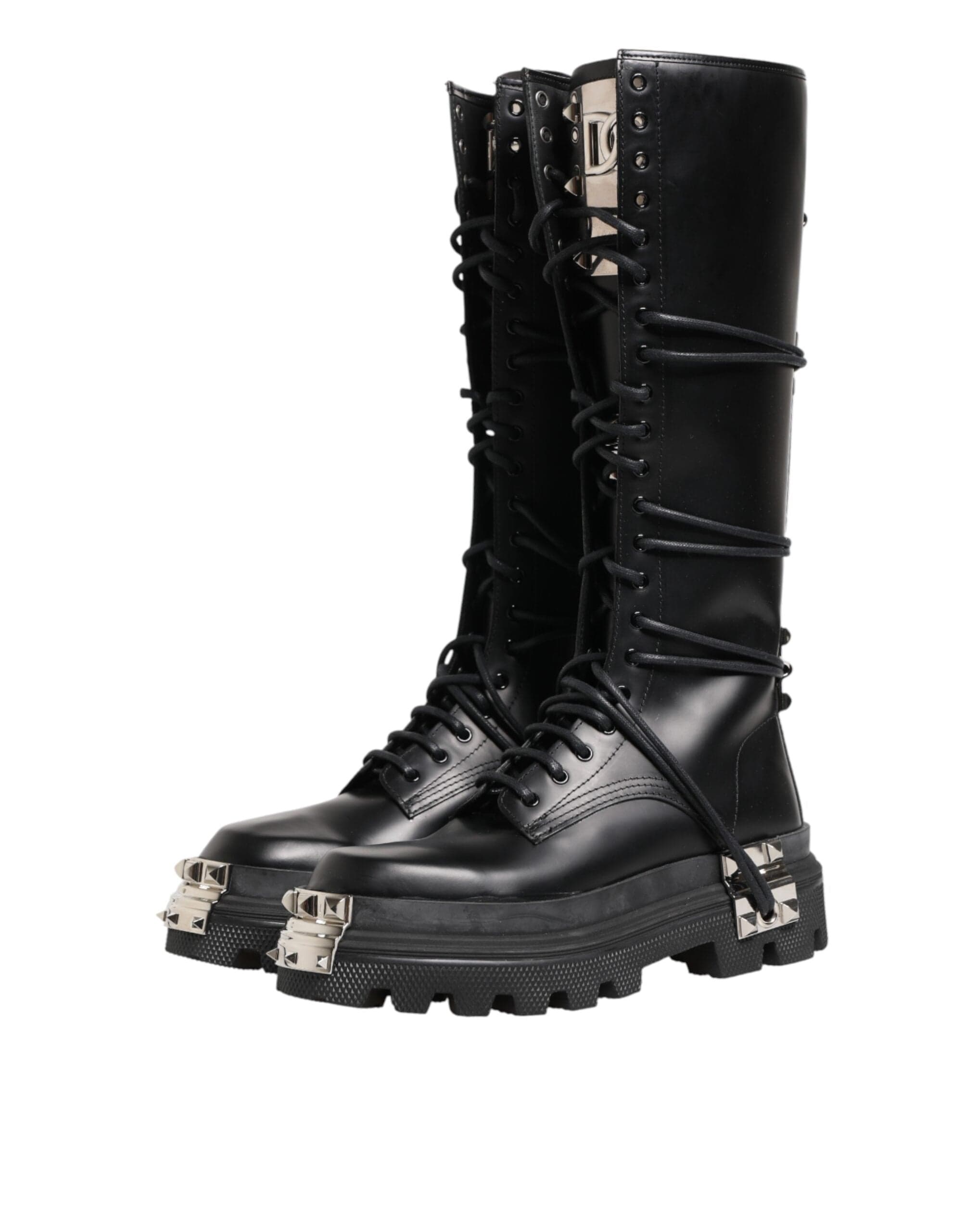 Dolce & Gabbana Stud-Detail Knee-High Platform Combat Boots